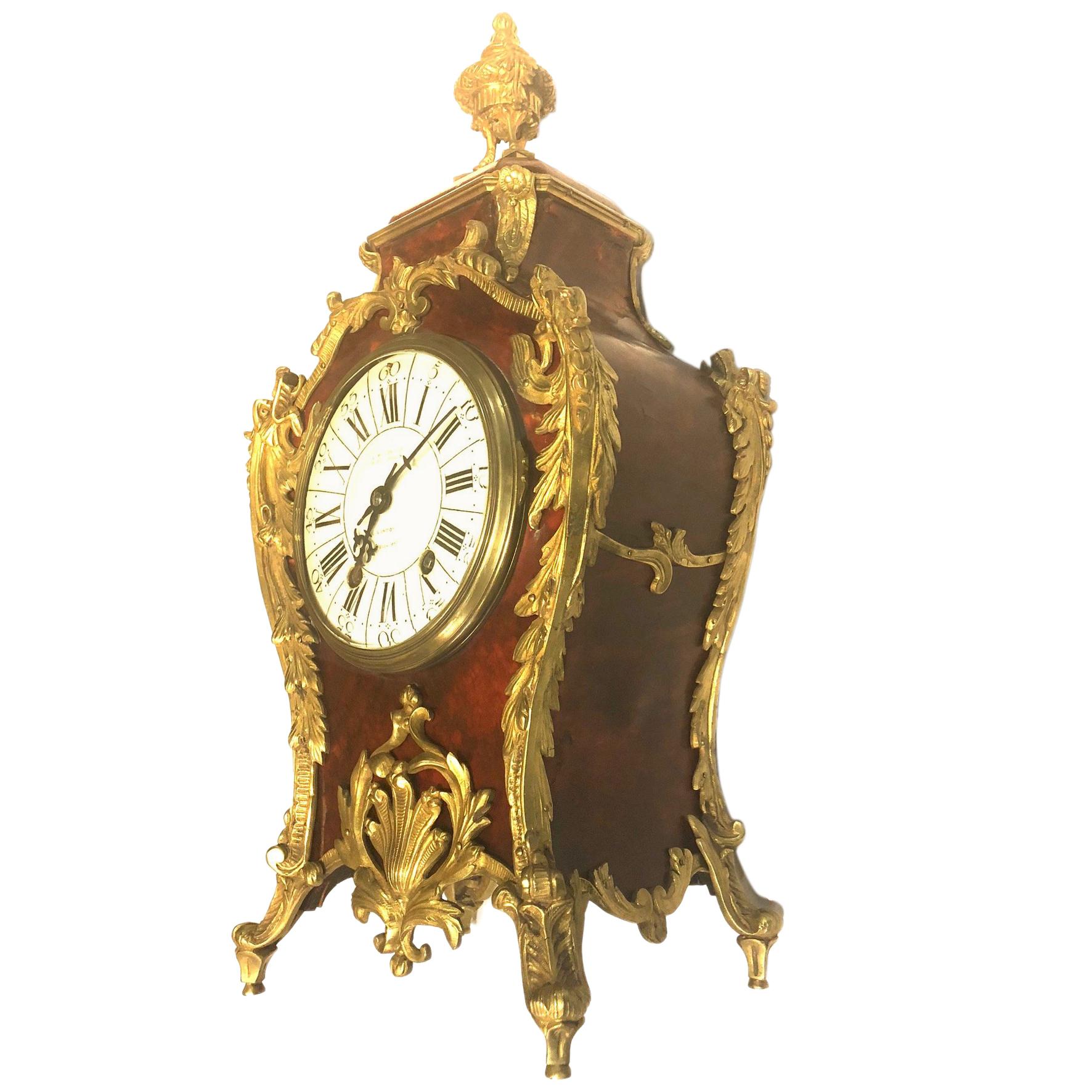 A French 19th Century Louis XV Style Ormolu Mounted Bracket Clock For Sale