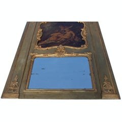 A French 19th Century Louis XV Style Parcel Gilt-Wood Carved Wood Trumeau Mirror
