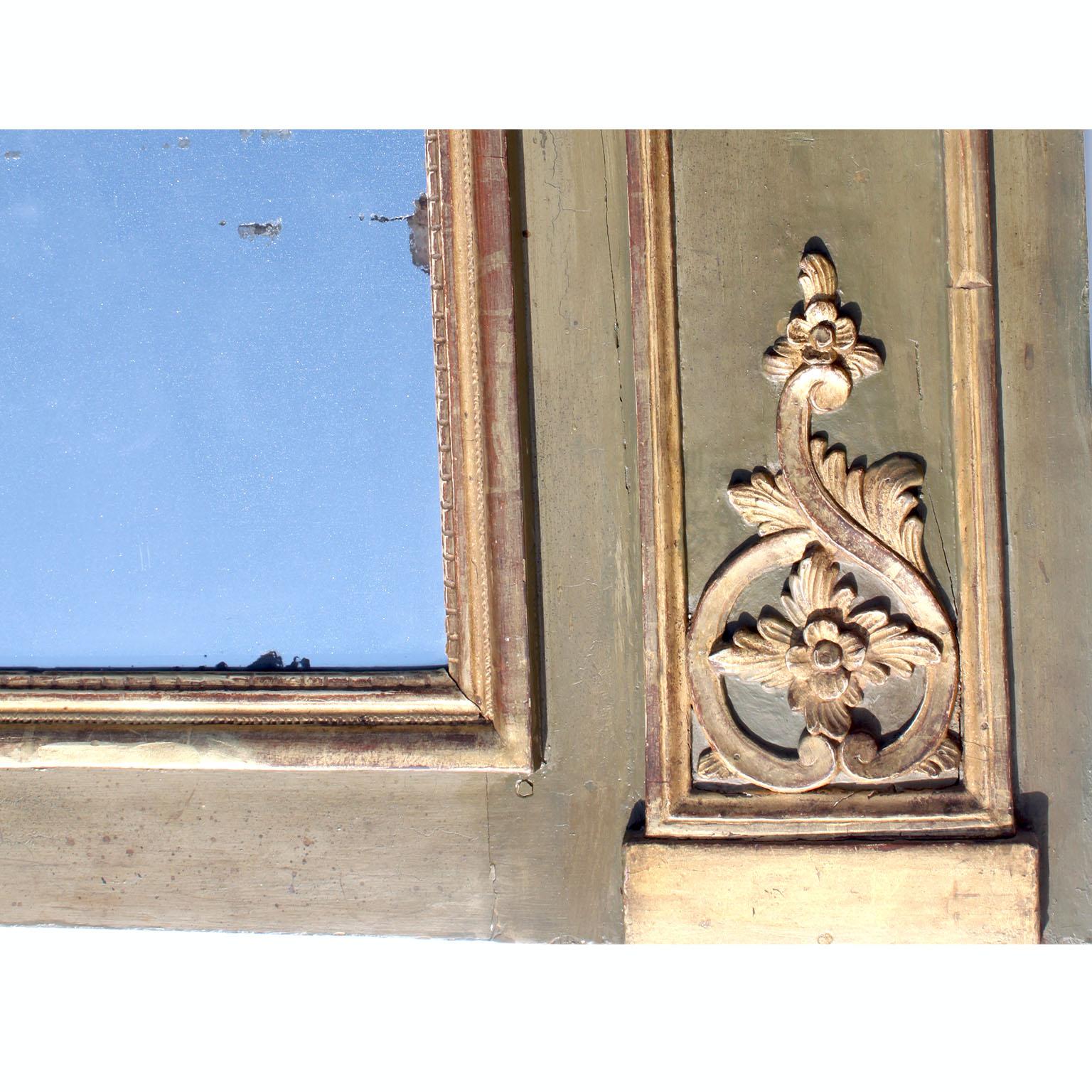 A French 19th Century Louis XV Style Parcel Gilt-Wood Carved Wood Trumeau Mirror For Sale 3