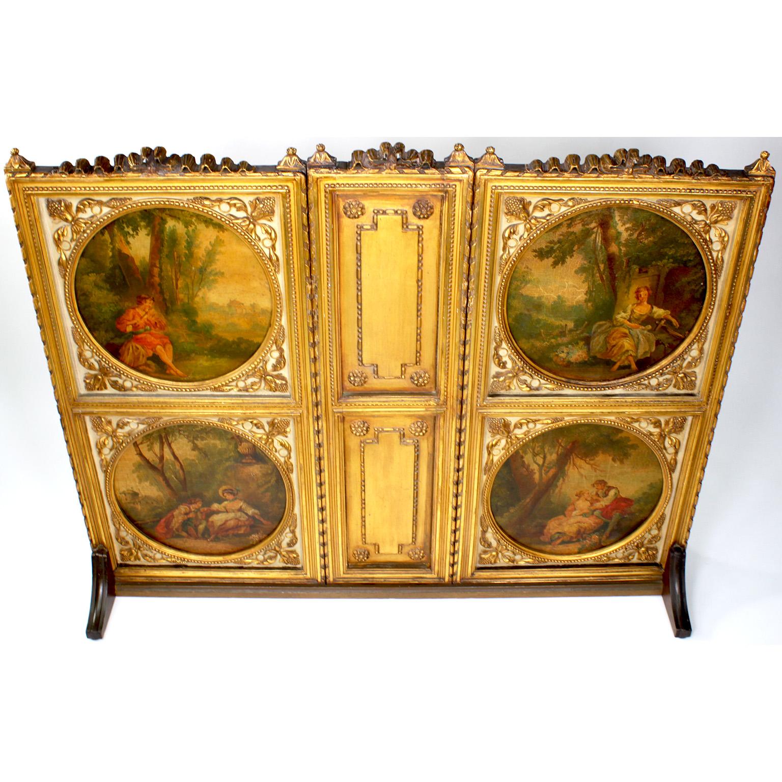 French 19th Century Louis XV & Vernis Martin Style Giltwood Fireplace Screen For Sale 6