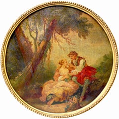 French 19th Century Louis XV & Vernis Martin Style Giltwood Fireplace Screen