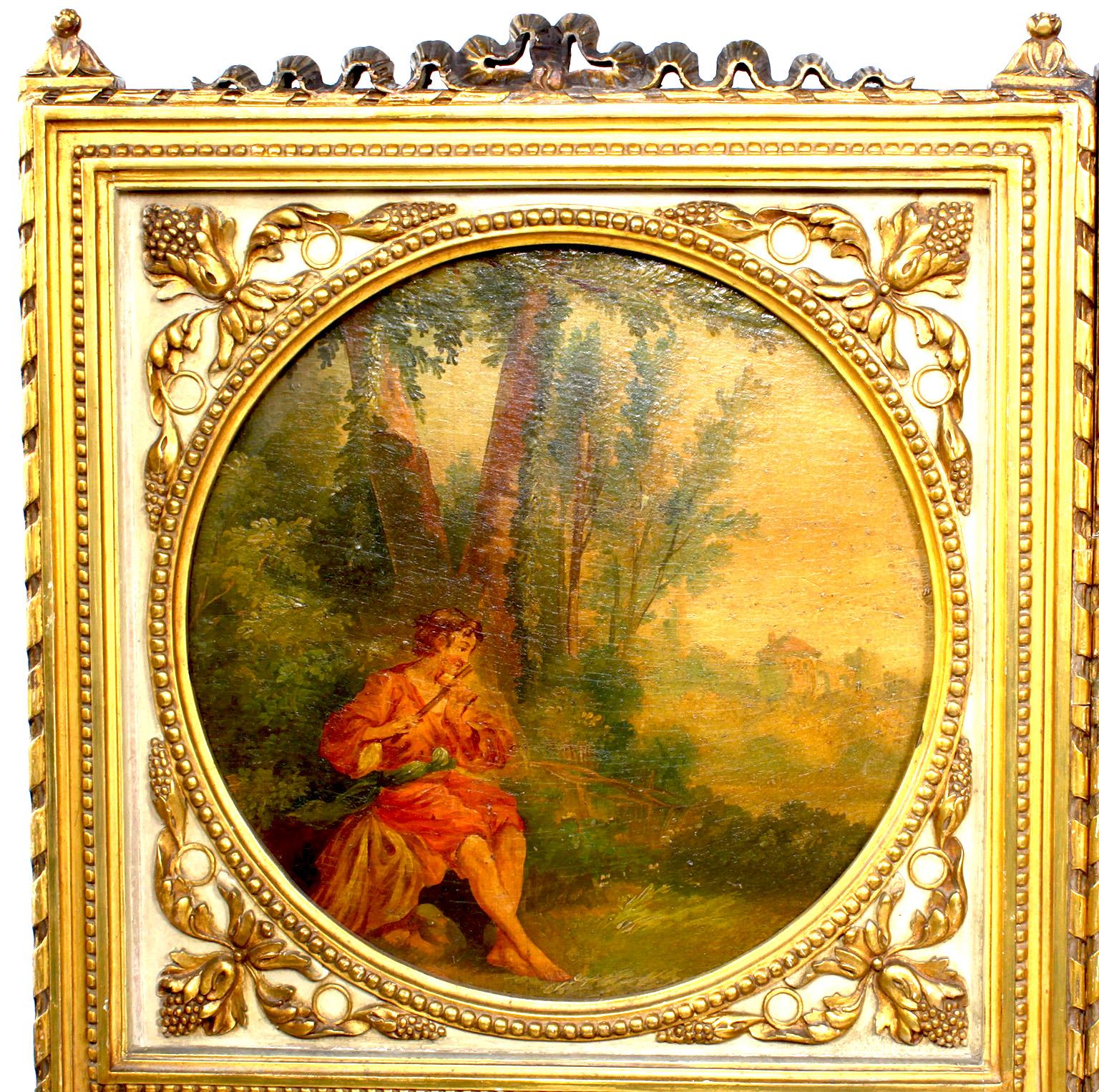 Kaminschirm aus vergoldetem Holz im Louis-XV- und Vernis-Martin-Stil des 19. Jahrhunderts im Zustand „Gut“ im Angebot in Los Angeles, CA