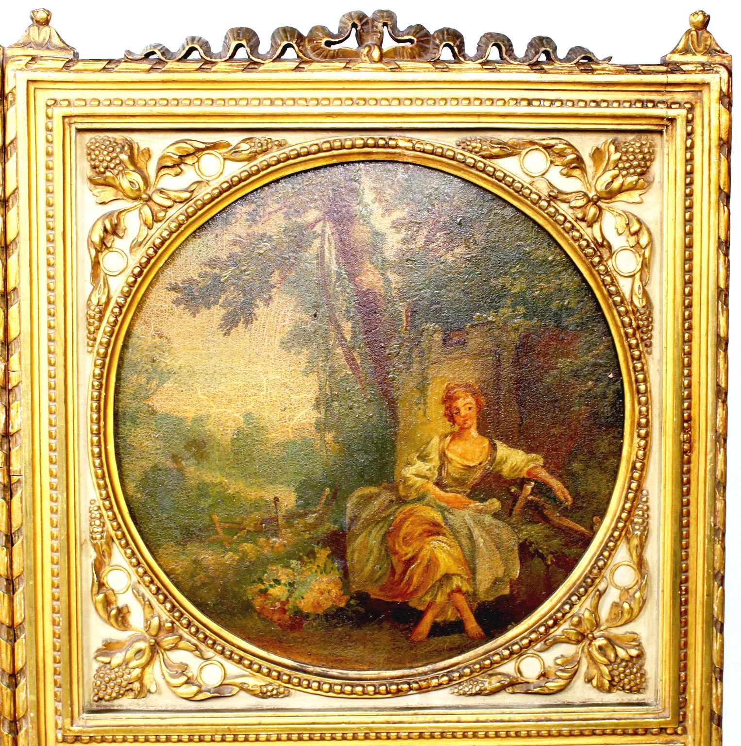 Kaminschirm aus vergoldetem Holz im Louis-XV- und Vernis-Martin-Stil des 19. Jahrhunderts im Angebot 1
