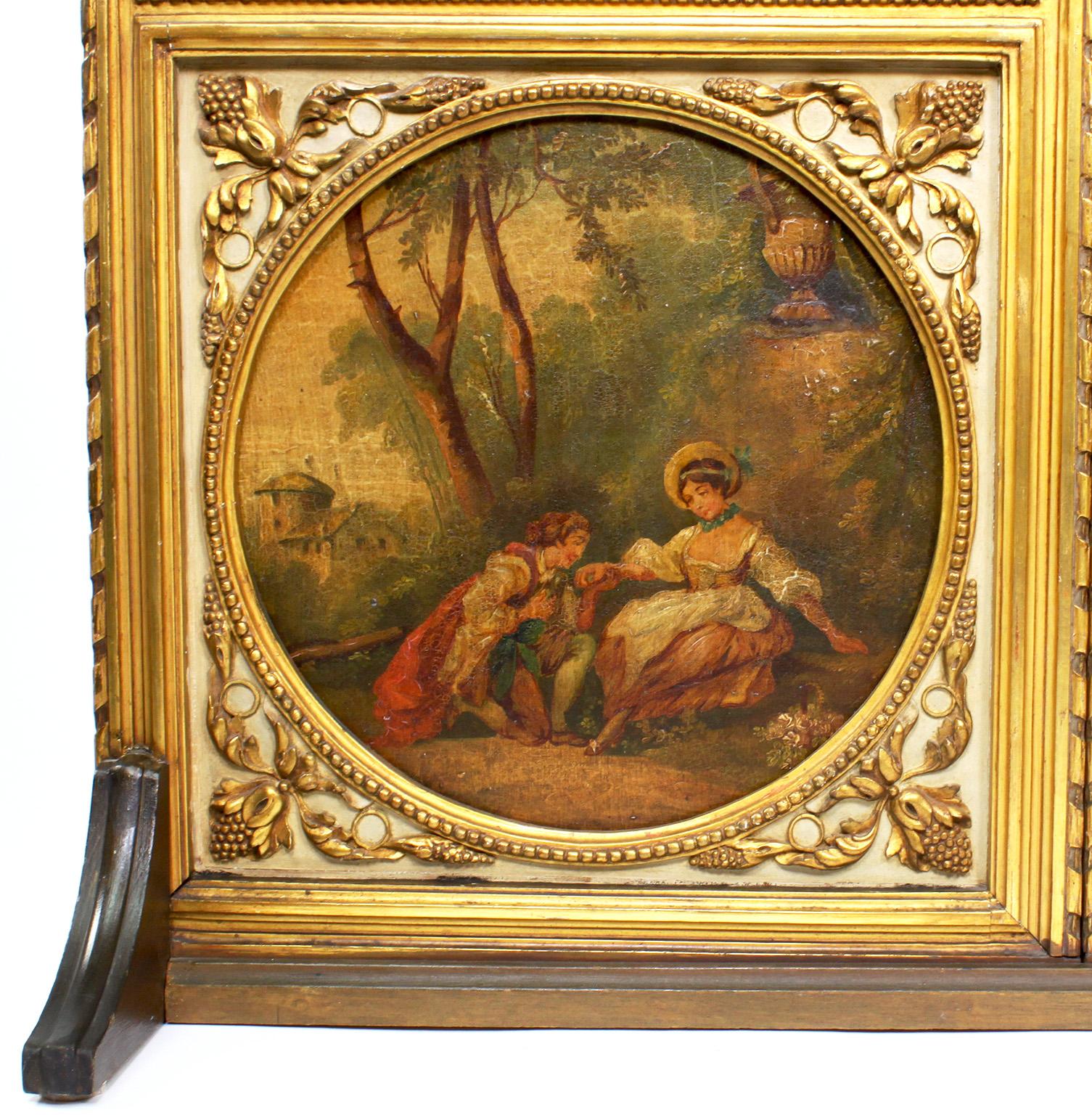 French 19th Century Louis XV & Vernis Martin Style Giltwood Fireplace Screen For Sale 3