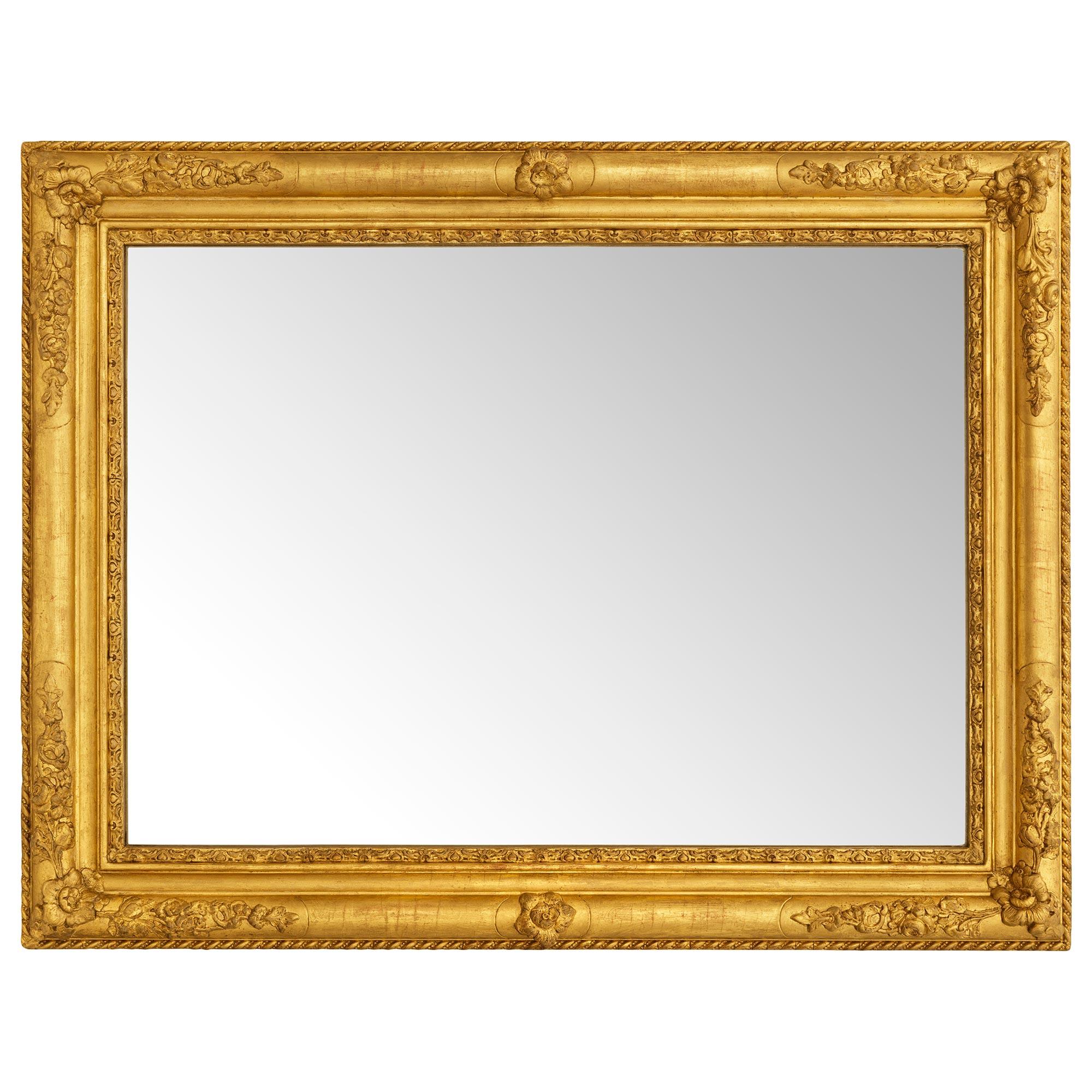 A French 19th century Louis XV/XVI st. Giltwood mirror For Sale 2