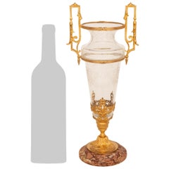 A French 19th century Louis XVI st Belle Époque period etched Glass Ormolu vase