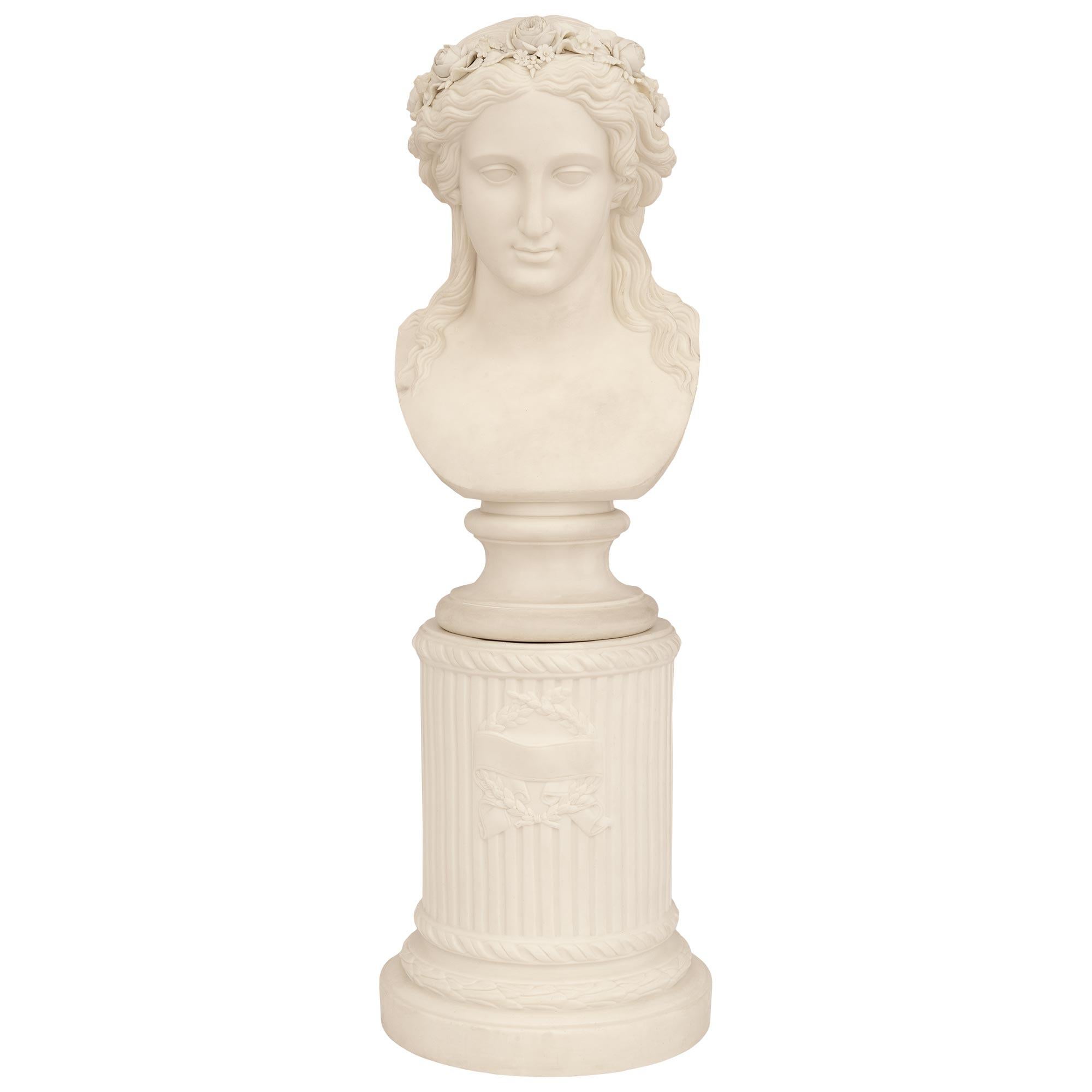 Buste en biscuit de porcelaine Louis XVI du 19ème siècle en vente