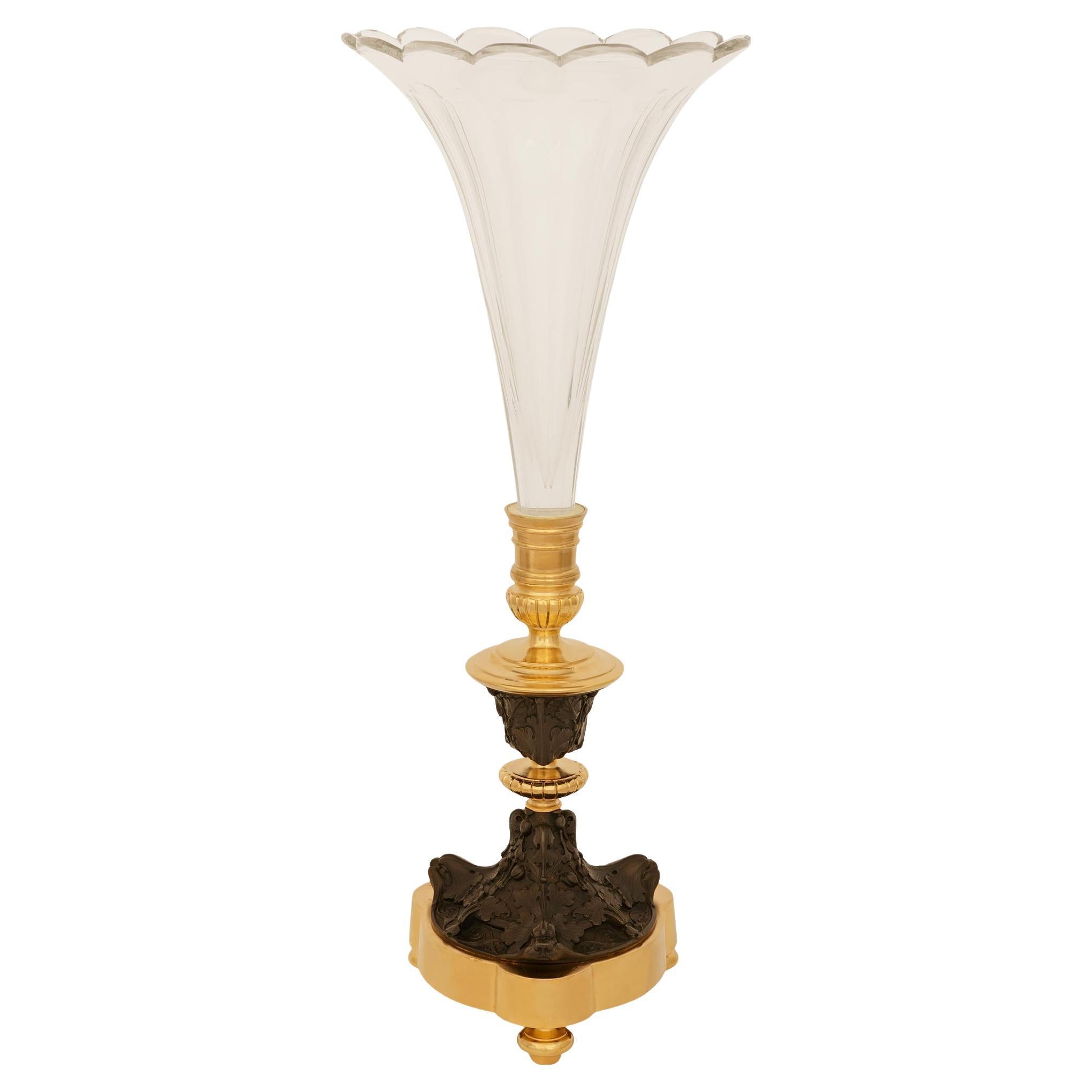 A French 19th century Louis XVI st. Bronze, Ormolu and Baccarat Crystal vase