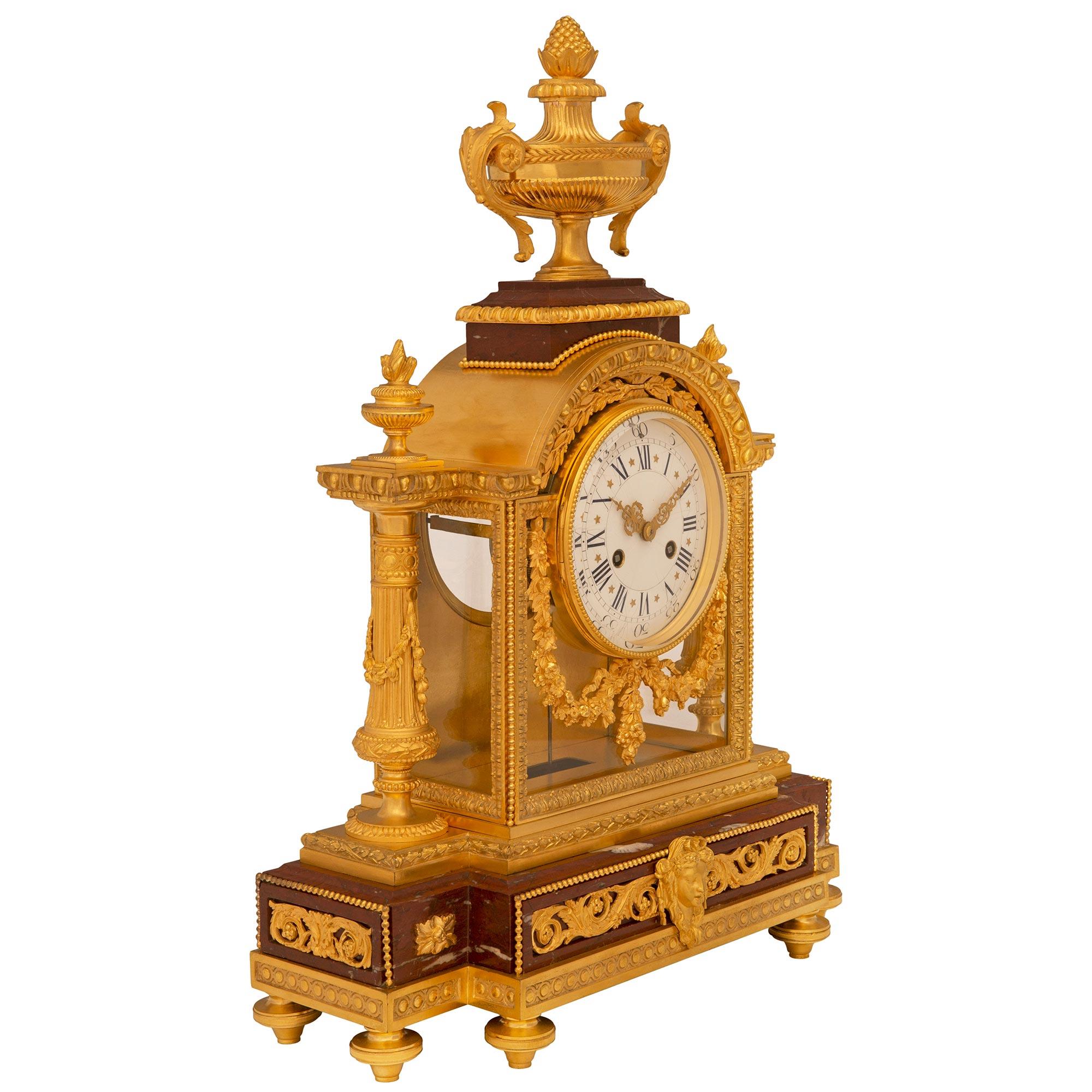 A French 19th century Louis XVI st. clock signed Le Merle Charpentier Bronzier  In Good Condition For Sale In West Palm Beach, FL