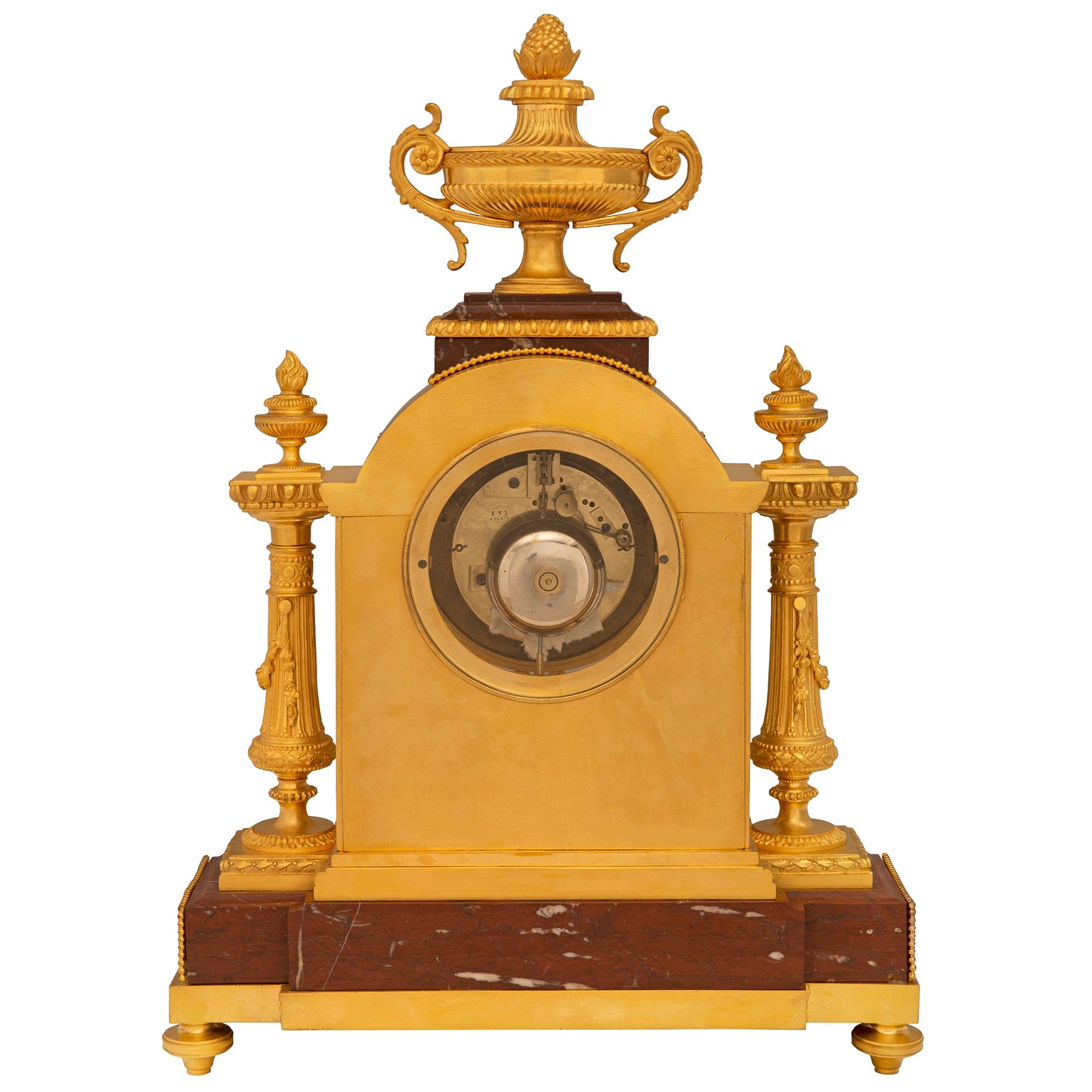 Ormolu A French 19th century Louis XVI st. clock signed Le Merle Charpentier Bronzier  For Sale