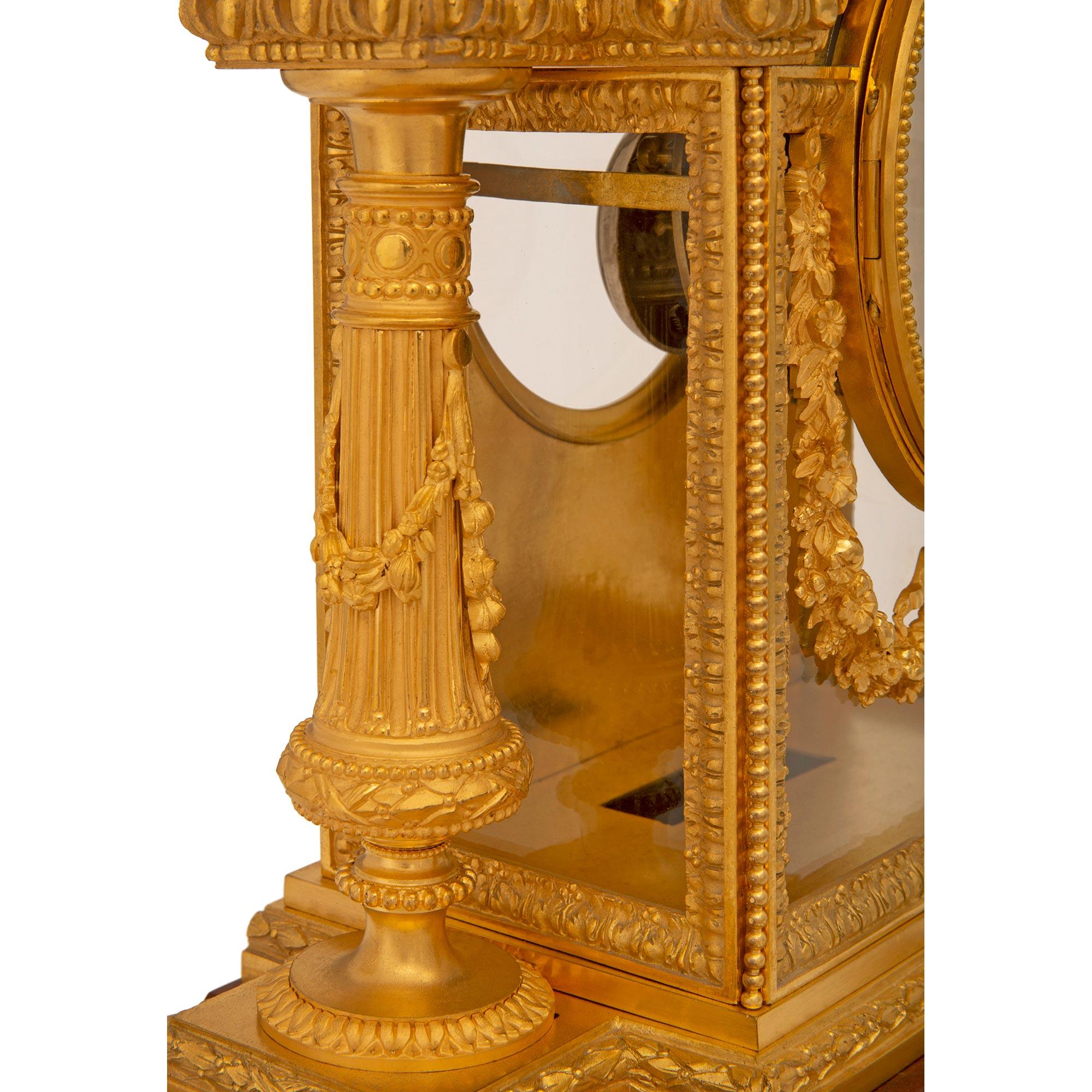 A French 19th century Louis XVI st. clock signed Le Merle Charpentier Bronzier  For Sale 2