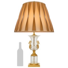 A French 19th century Louis XVI st. Crystal and Ormolu lamp