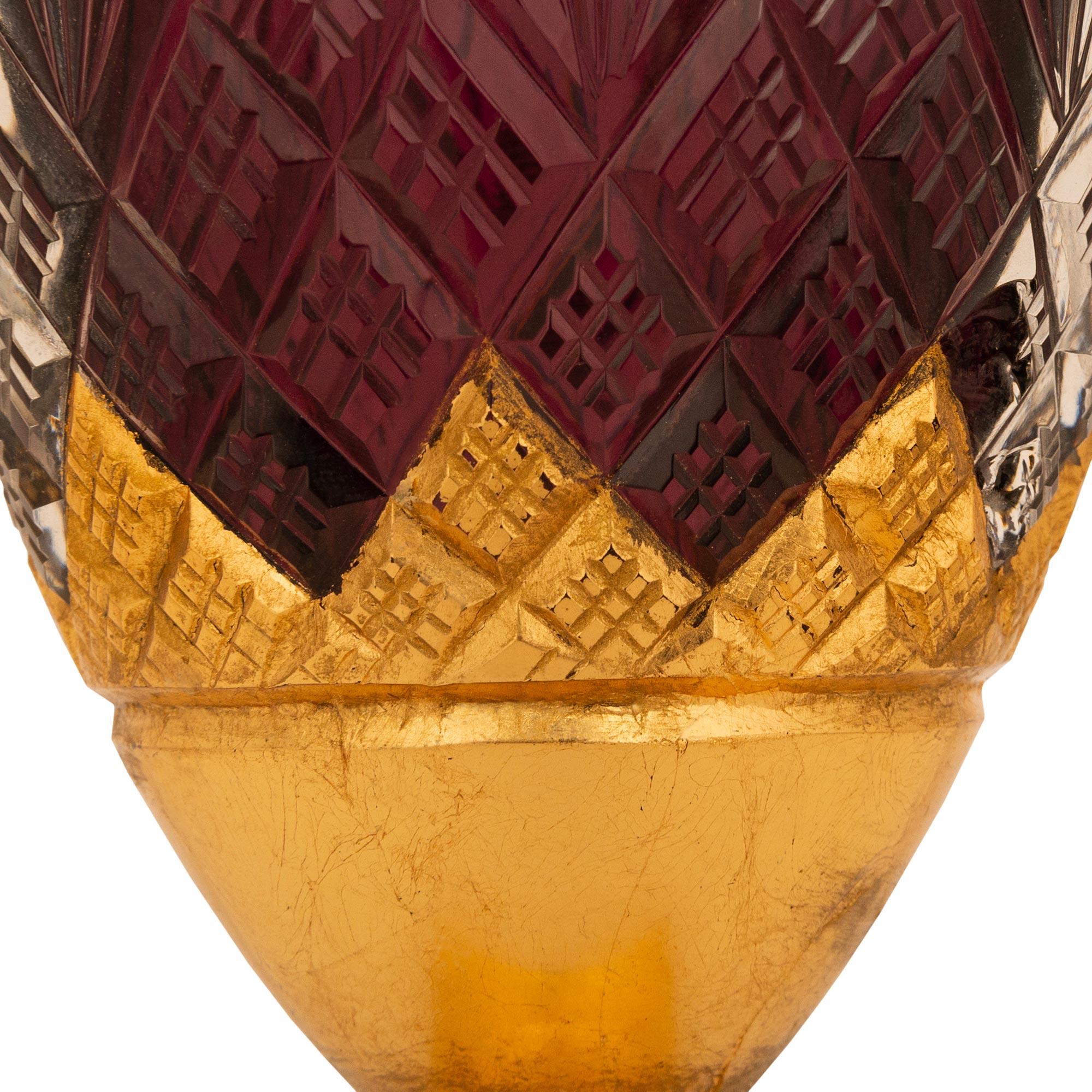 Lámpara francesa del siglo XIX de cristal y ormolu de estilo Luis XVI en venta 2