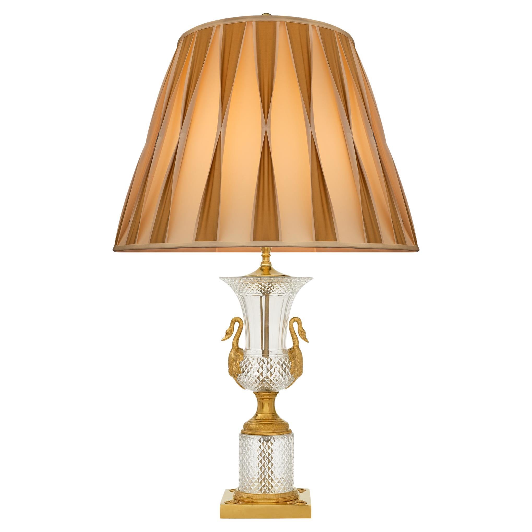 A French 19th century Louis XVI st. Crystal and Ormolu lamp