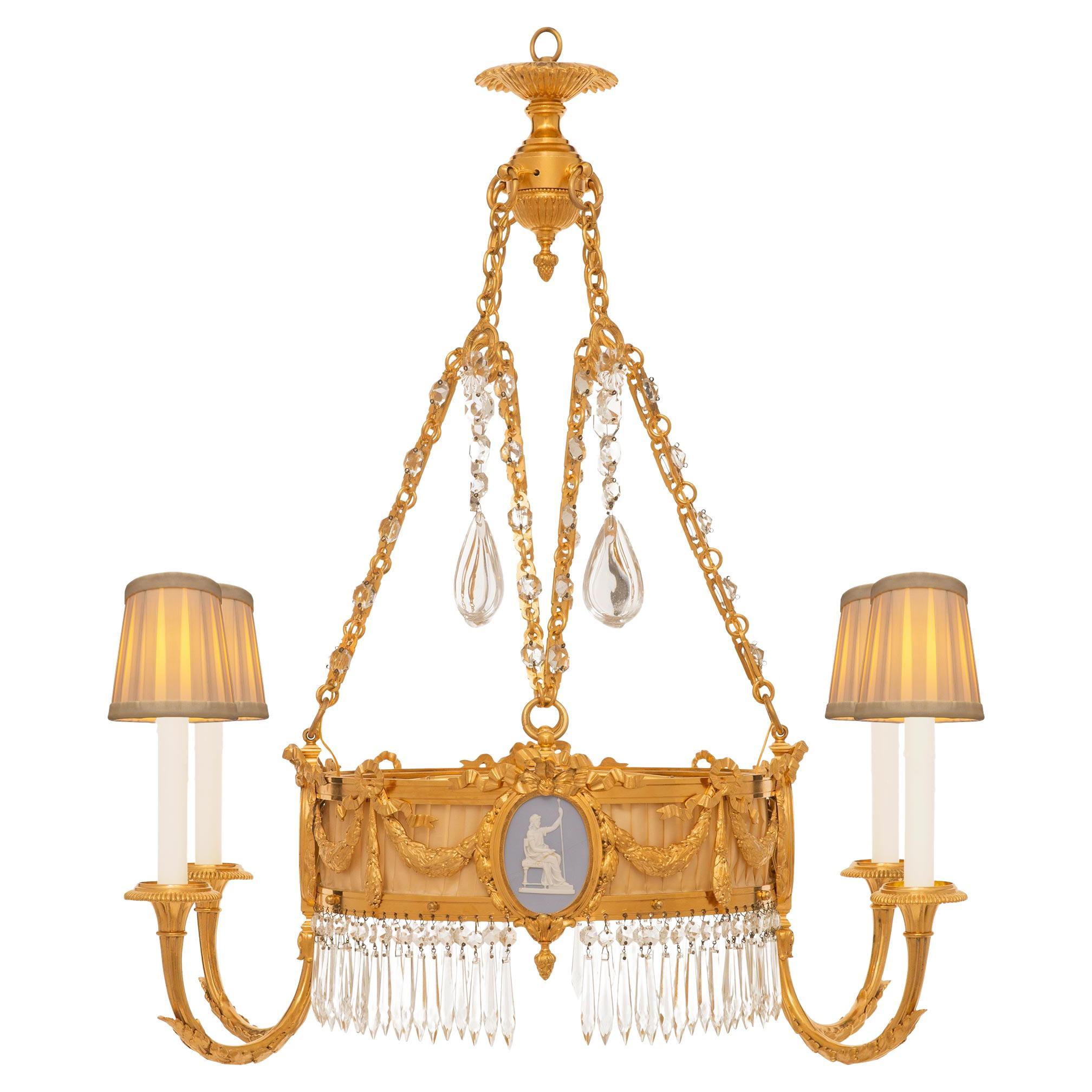 A French 19th century Louis XVI st. crystal chandelier For Sale