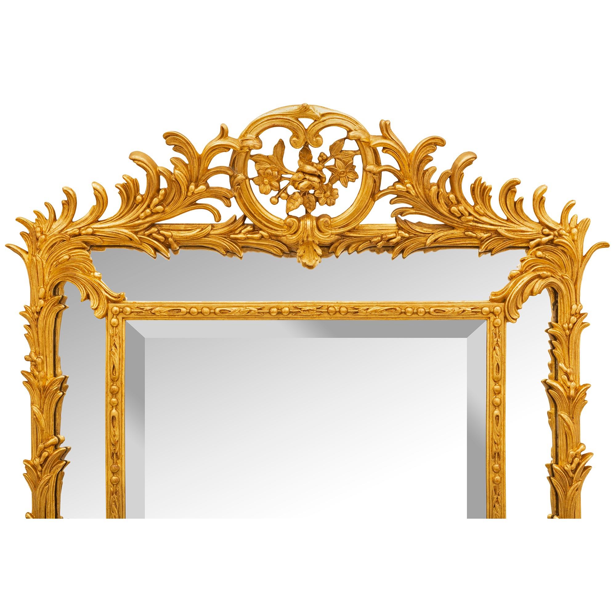 French 19th Century Louis XVI St. Double Framed Giltwood Mirror In Good Condition For Sale In West Palm Beach, FL