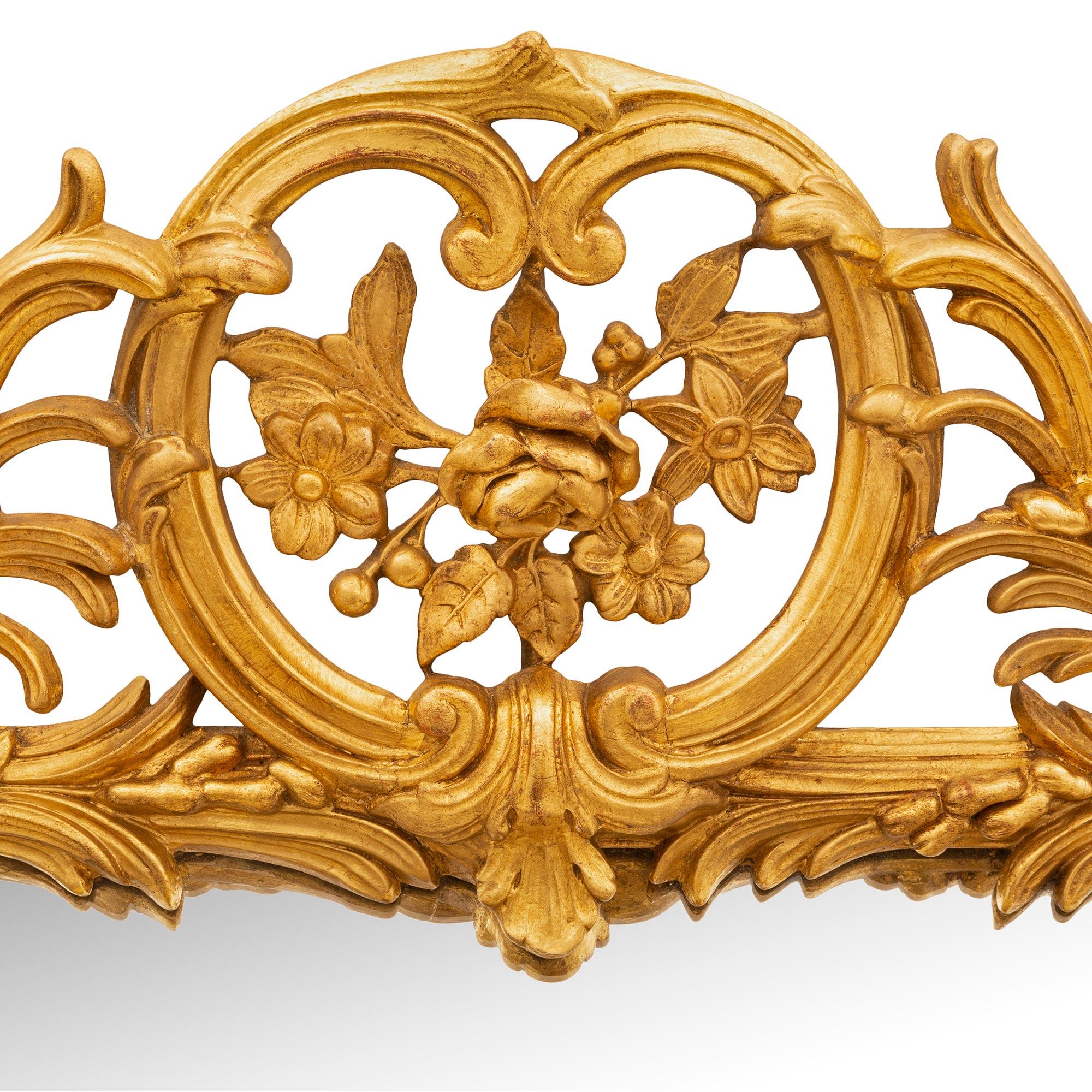 Miroir français du XIXe siècle en bois doré à double cadre de style Louis XVI du XIXe siècle Bon état - En vente à West Palm Beach, FL