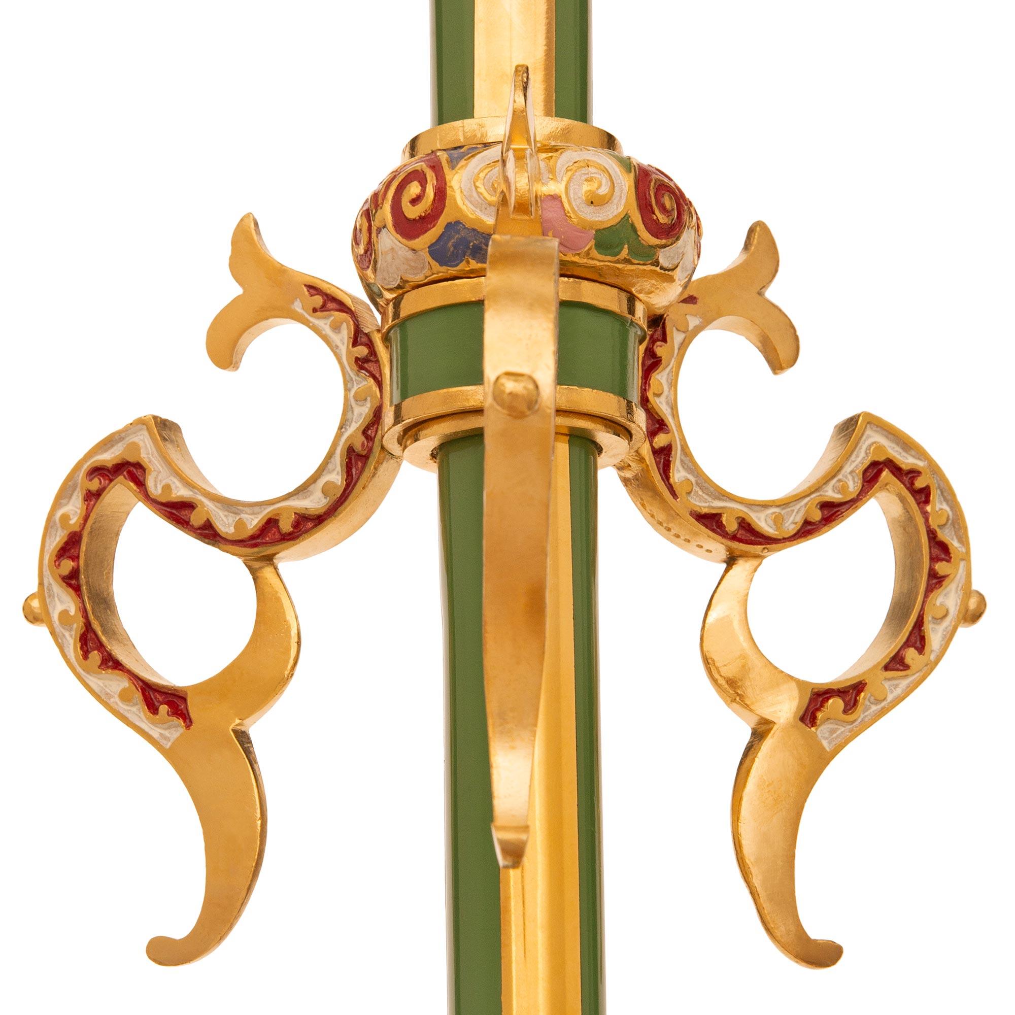 Bronzo Lampadario francese in bronzo smaltato Ormolu Champlevé del XIX secolo Luigi XVI st in vendita