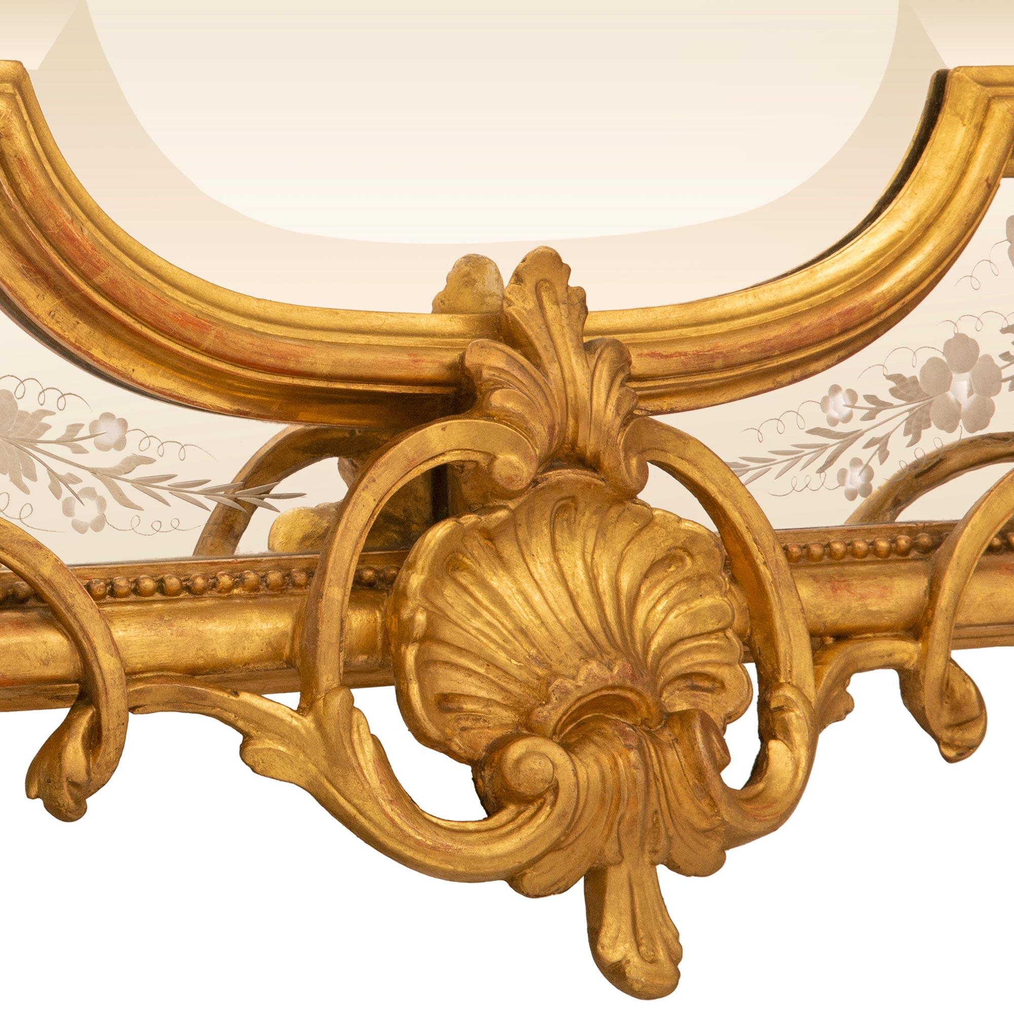 A French 19th Century Louis XVI St. Giltwood Double Frame Mirror For Sale 3