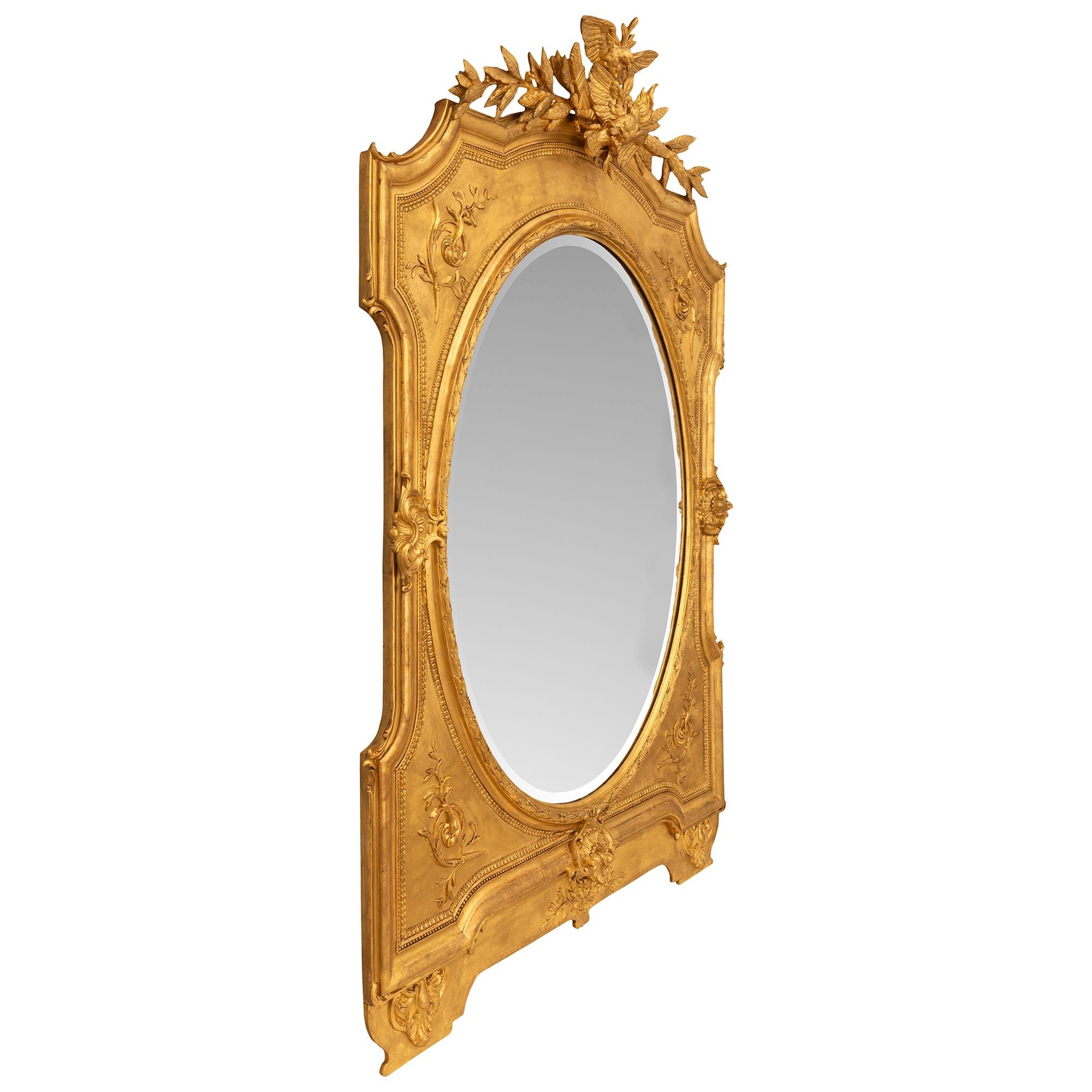 A French 19th century Louis XVI st. giltwood mirror In Good Condition For Sale In West Palm Beach, FL