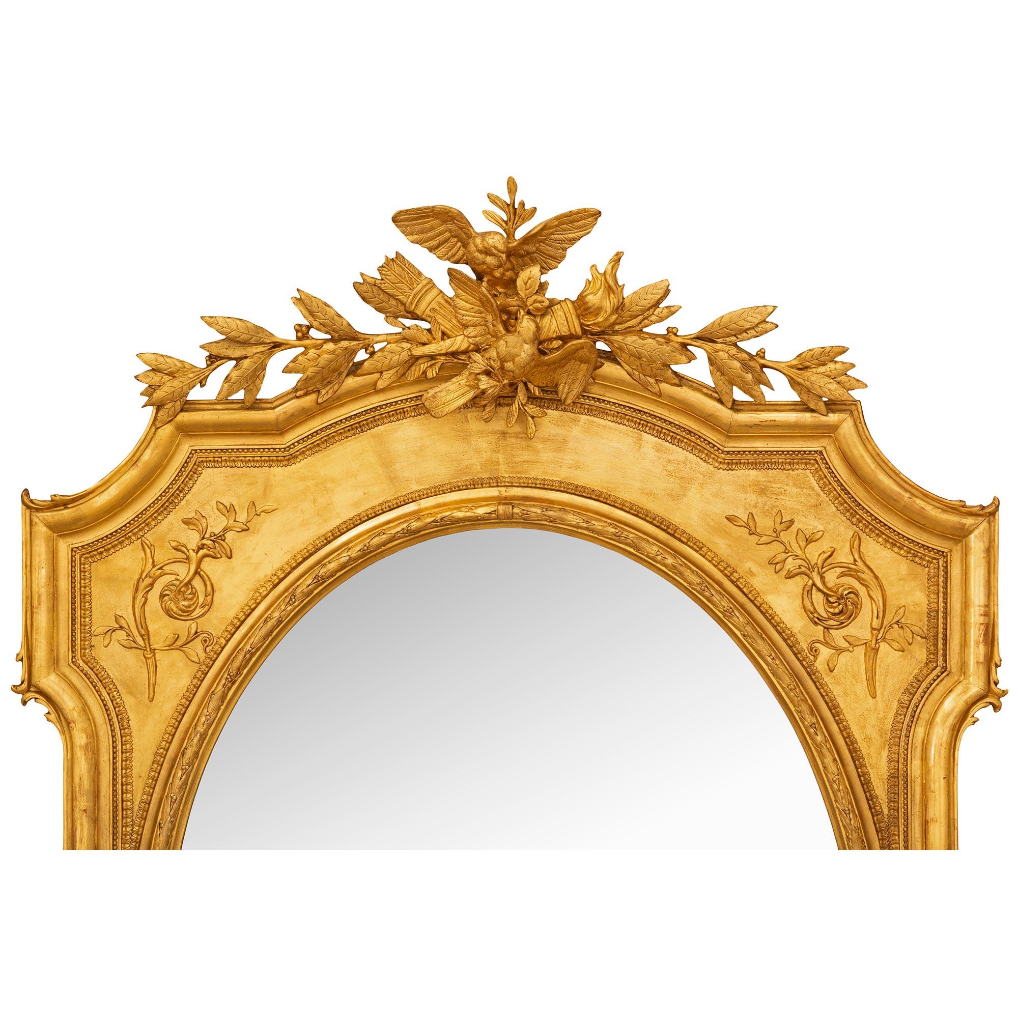 19th Century A French 19th century Louis XVI st. giltwood mirror For Sale