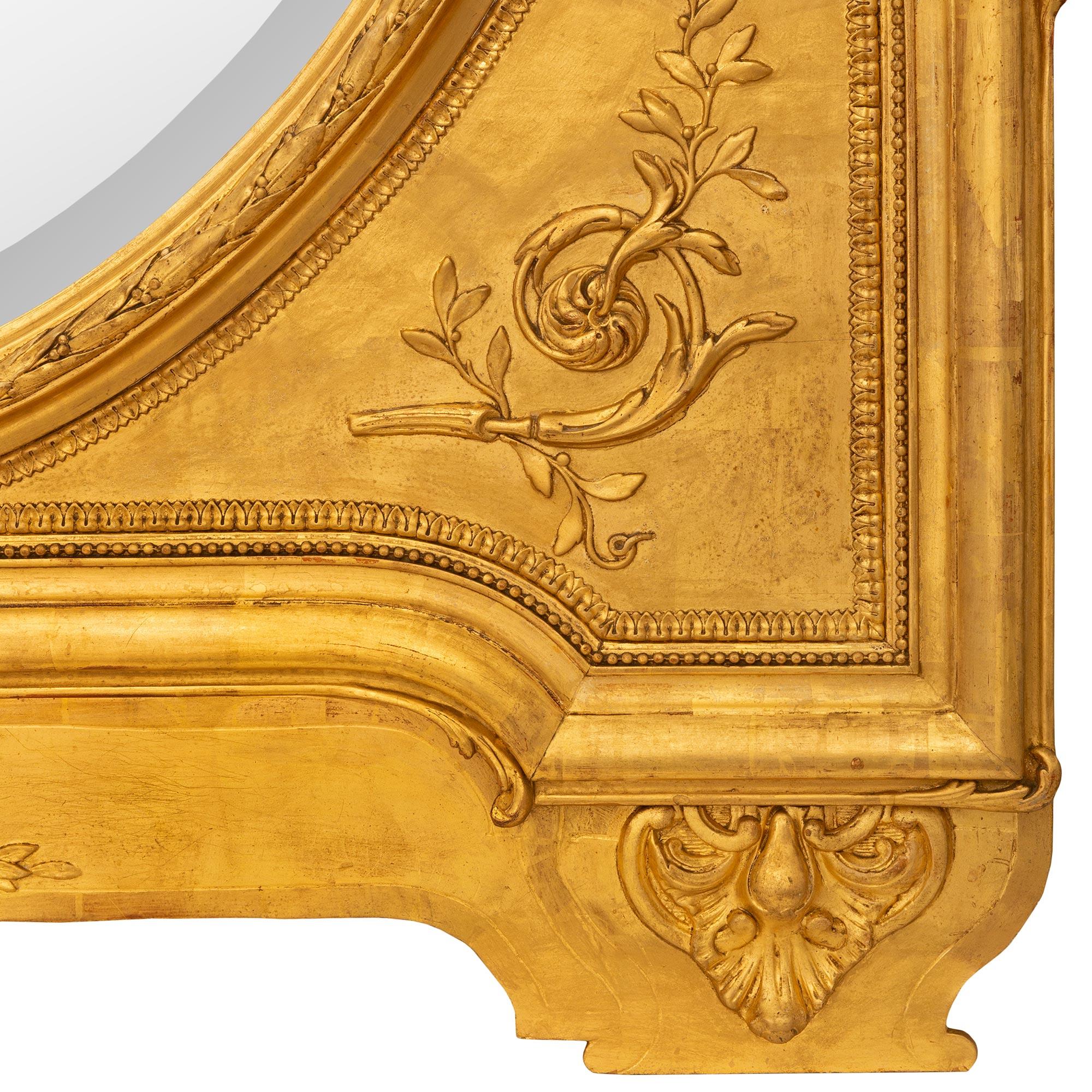 A French 19th century Louis XVI st. giltwood mirror For Sale 4