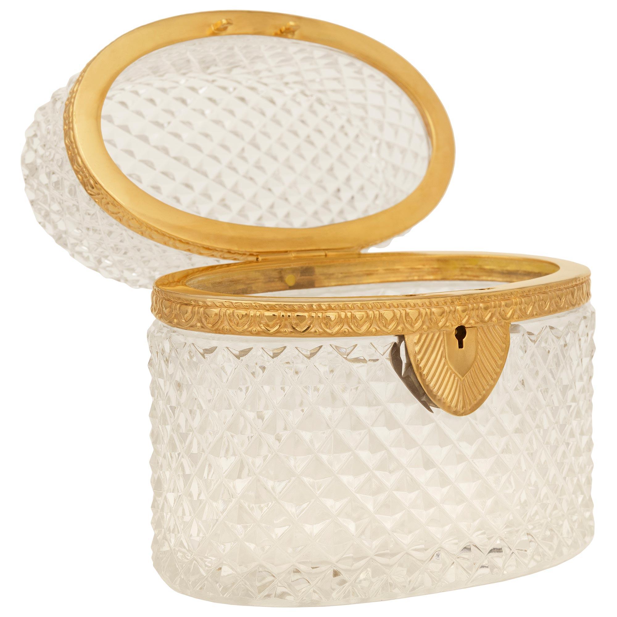 19th Century A French 19th century Louis XVI st. Glass and Ormolu box For Sale