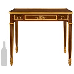 Französischer Beistelltisch aus Mahagoni, Ahorn und Amarante im Stil Louis XVI des 19.