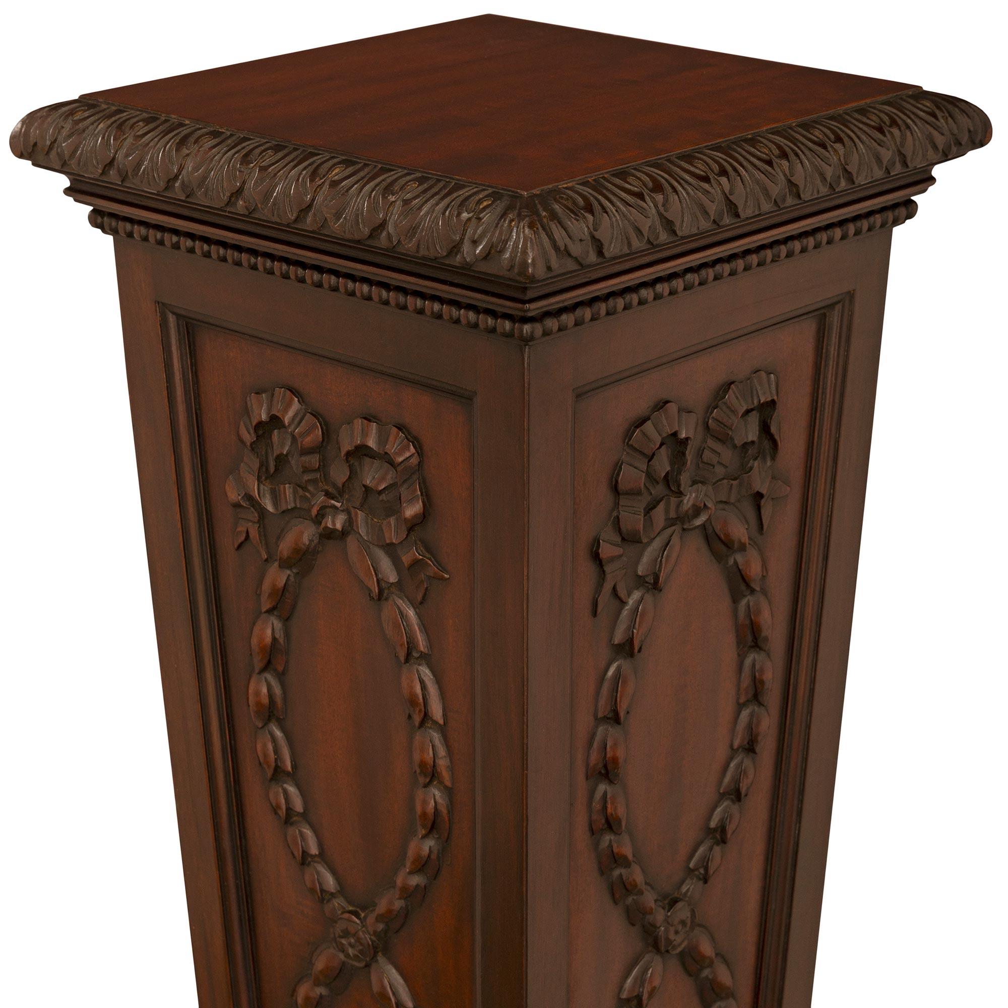 19th Century A French 19th century Louis XVI st. Mahogany pedestal For Sale