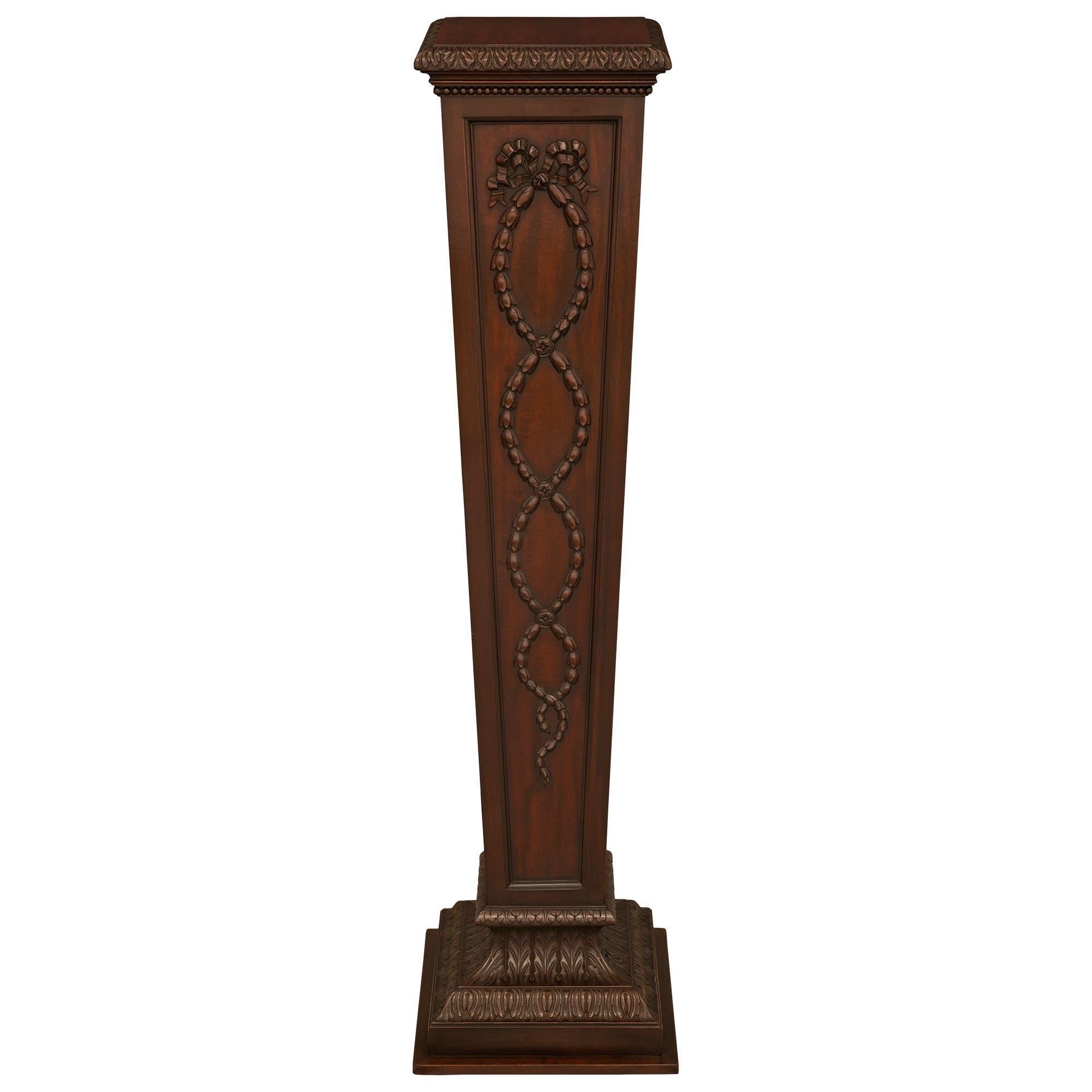 A French 19th century Louis XVI st. Mahogany pedestal For Sale