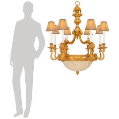 A French 19th century Louis XVI st. Ormolu and Alabaster chandelier