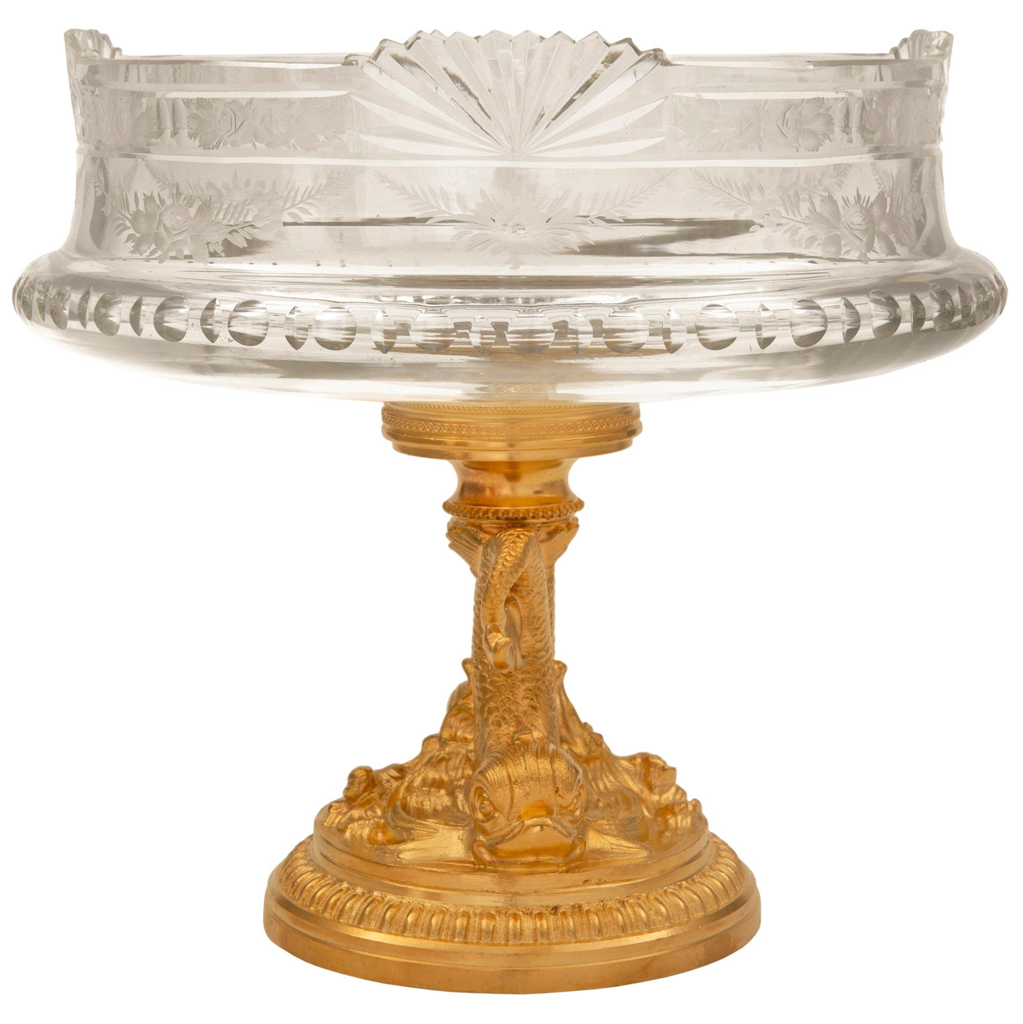 A French 19th Century Louis XVI St. Ormolu And Baccarat Crystal Centerpiece Bowl For Sale 2