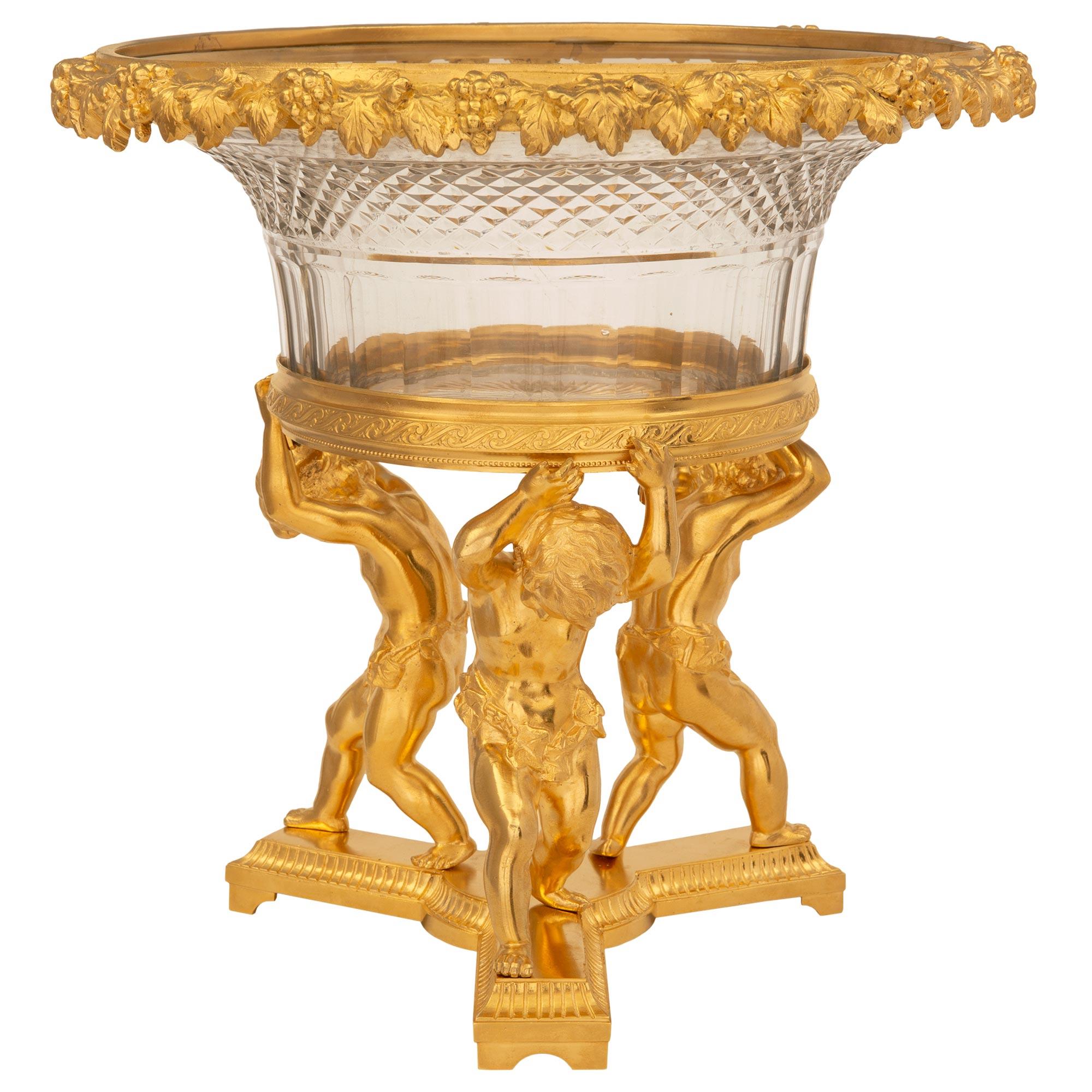 French 19th Century Louis XVI St. Ormolu and Baccarat Crystal Centerpiece In Good Condition In West Palm Beach, FL