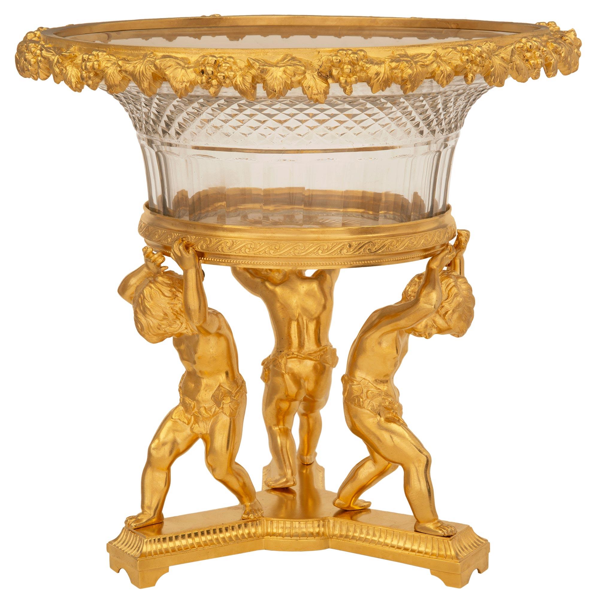 French 19th Century Louis XVI St. Ormolu and Baccarat Crystal Centerpiece 1