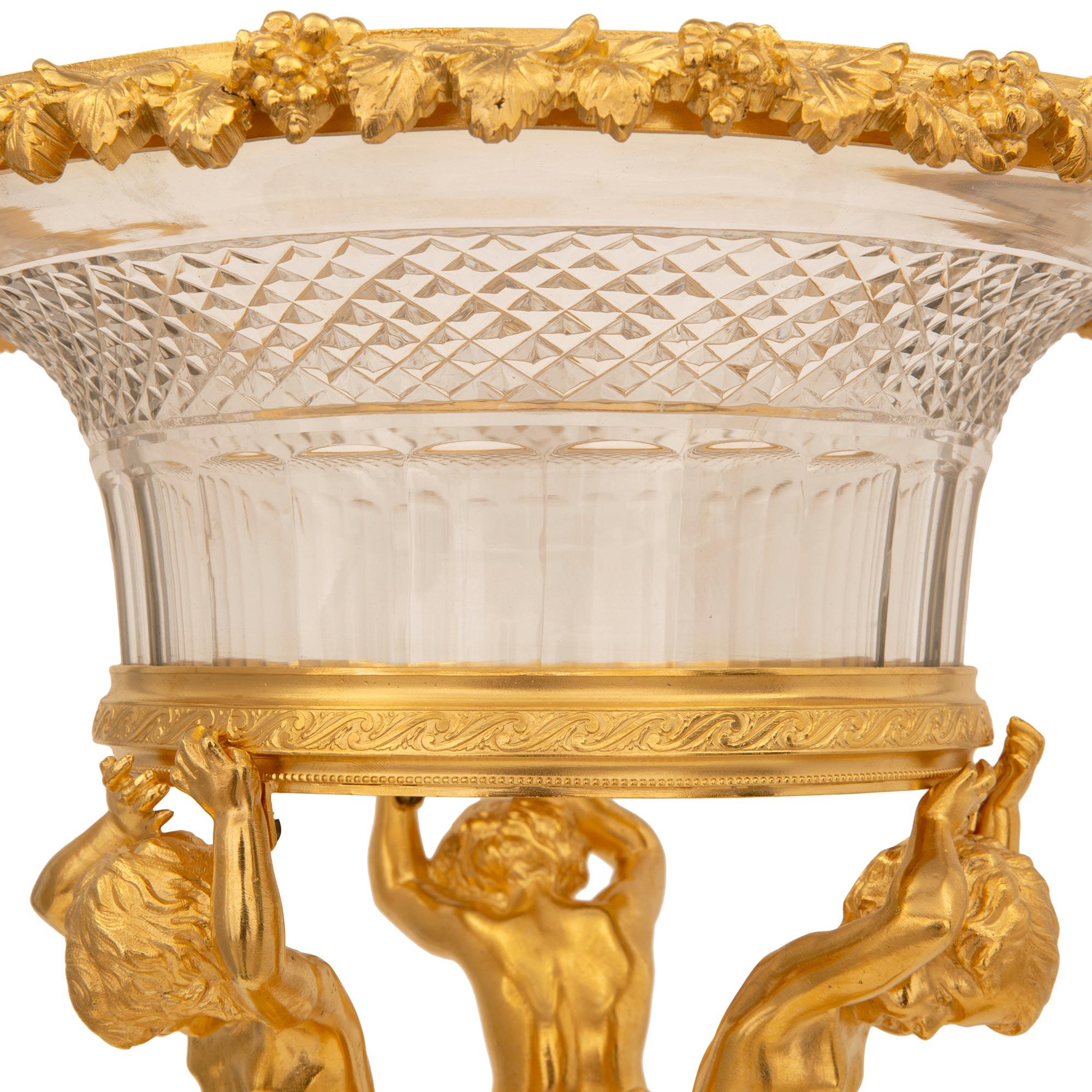 French 19th Century Louis XVI St. Ormolu and Baccarat Crystal Centerpiece 2