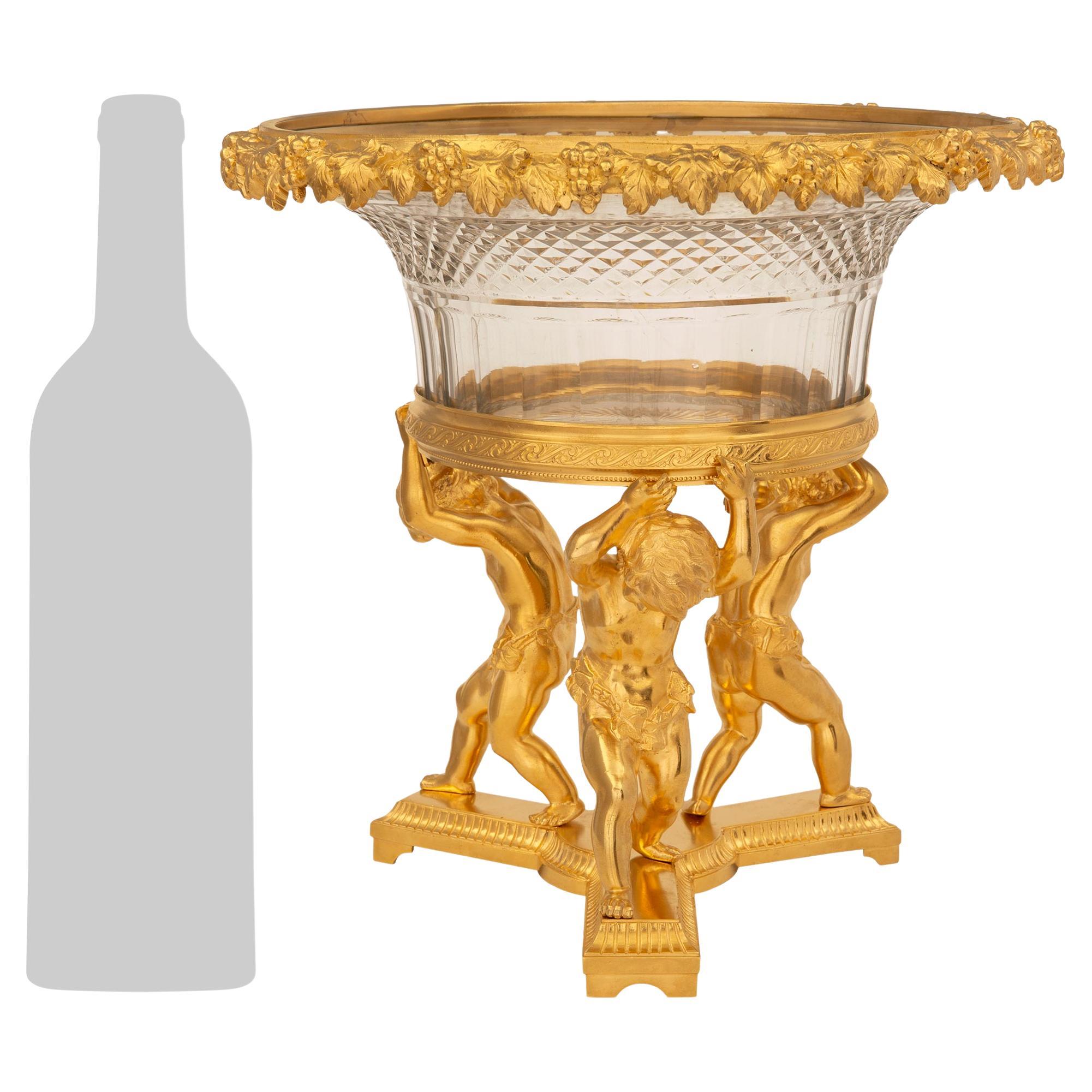French 19th Century Louis XVI St. Ormolu and Baccarat Crystal Centerpiece