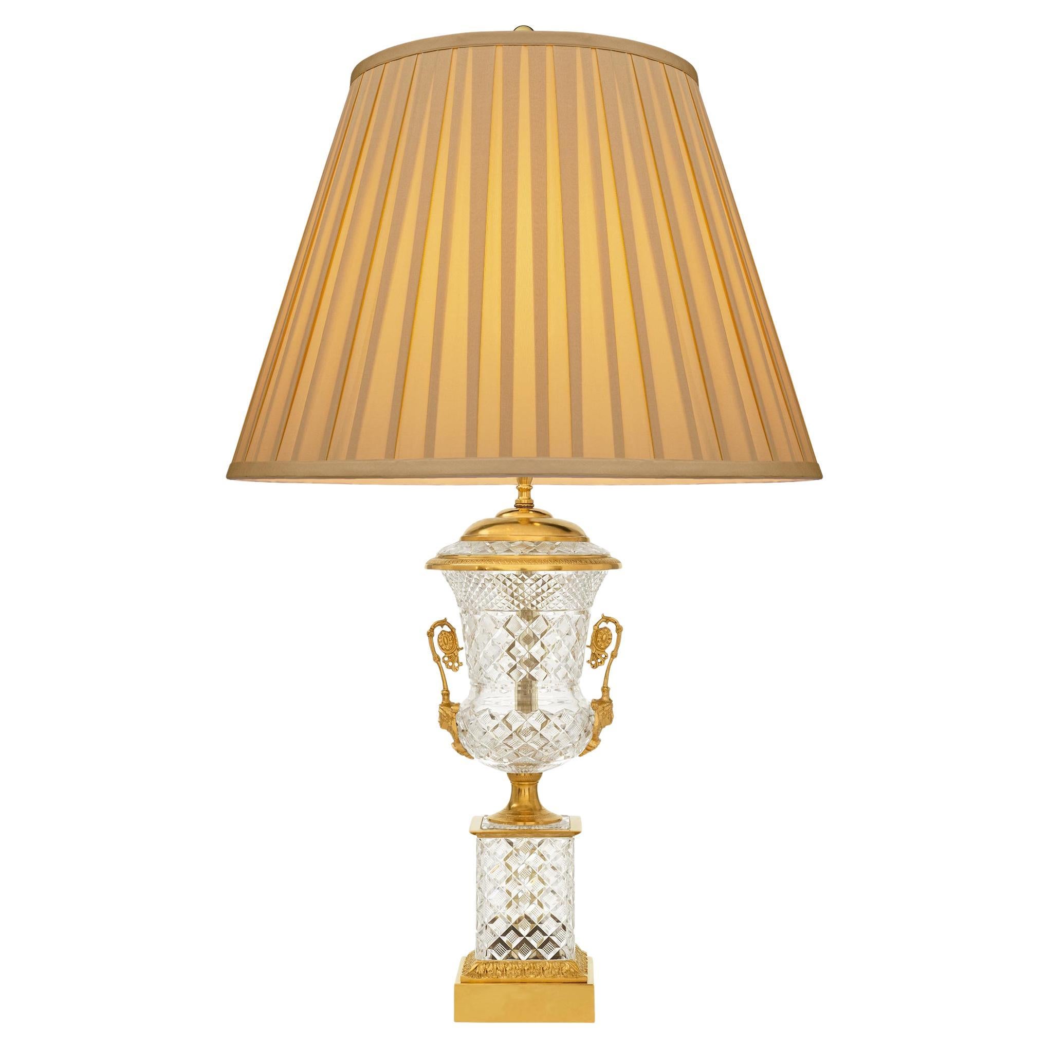 A French 19th century Louis XVI st. Ormolu and Baccarat Crystal lamp