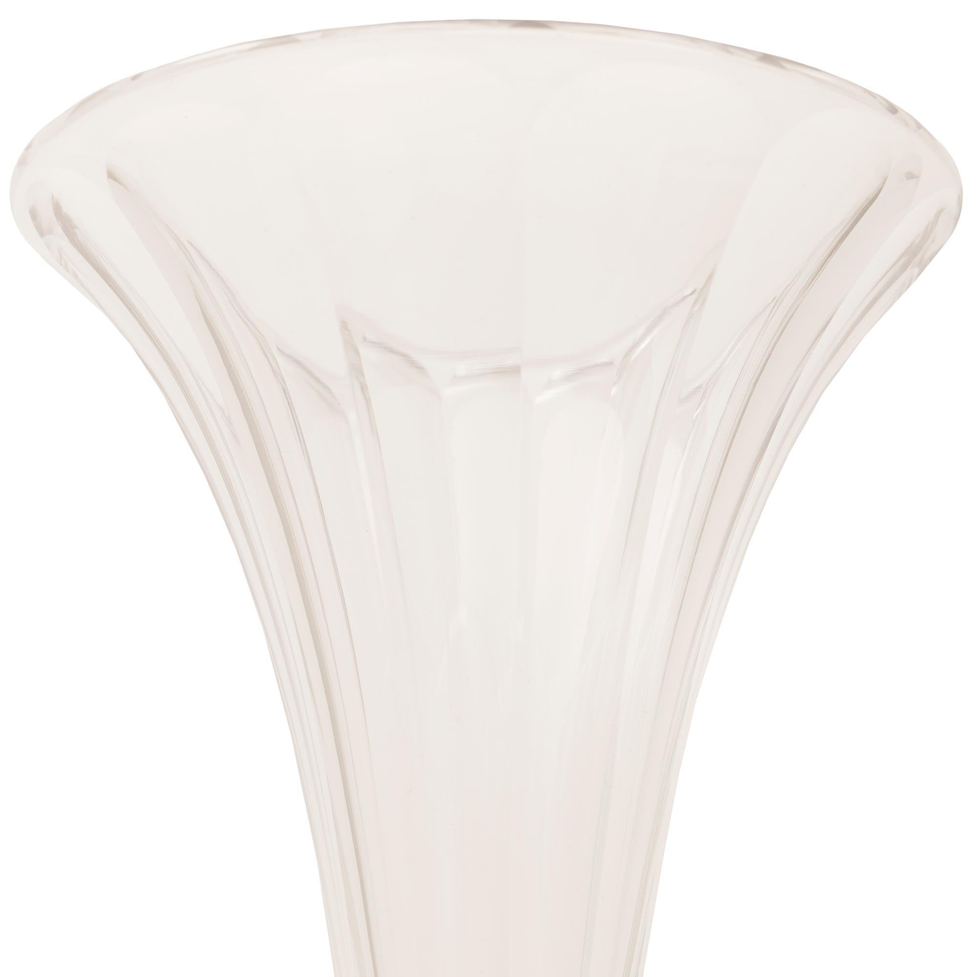 19th Century A French 19th century Louis XVI st. Ormolu and Baccarat Crystal vase For Sale