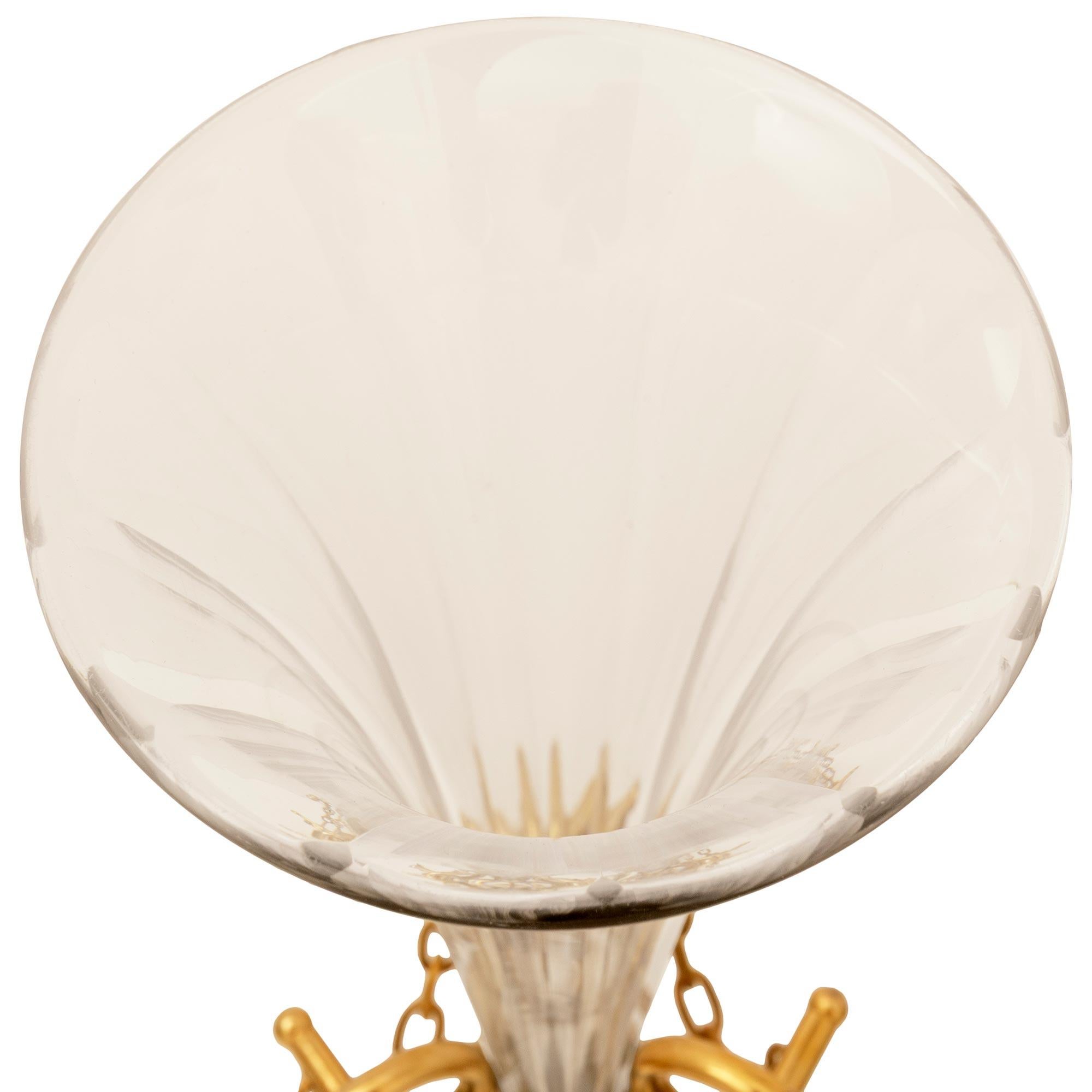 A French 19th century Louis XVI st. Ormolu and Baccarat Crystal vase For Sale 3