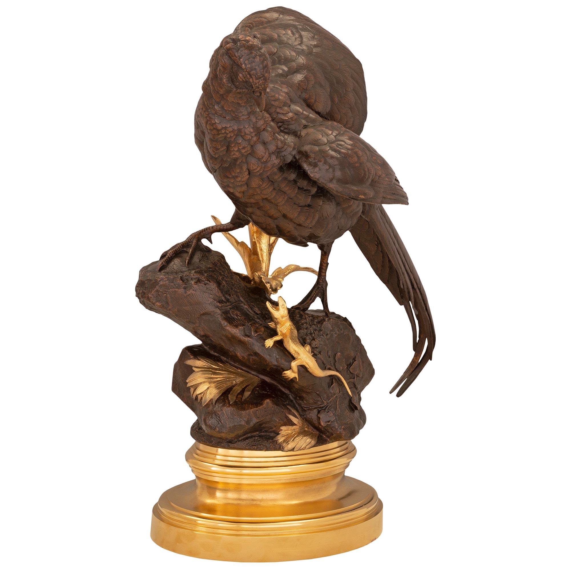 Patinated French 19th Century Louis XVI St. Ormolu and Bronze Statue of a Pheasant For Sale