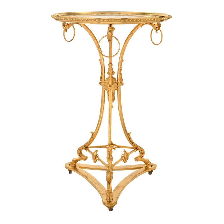 A French 19th Century Louis Xvi St Ormolu And Porcelain Guéridon Side Table