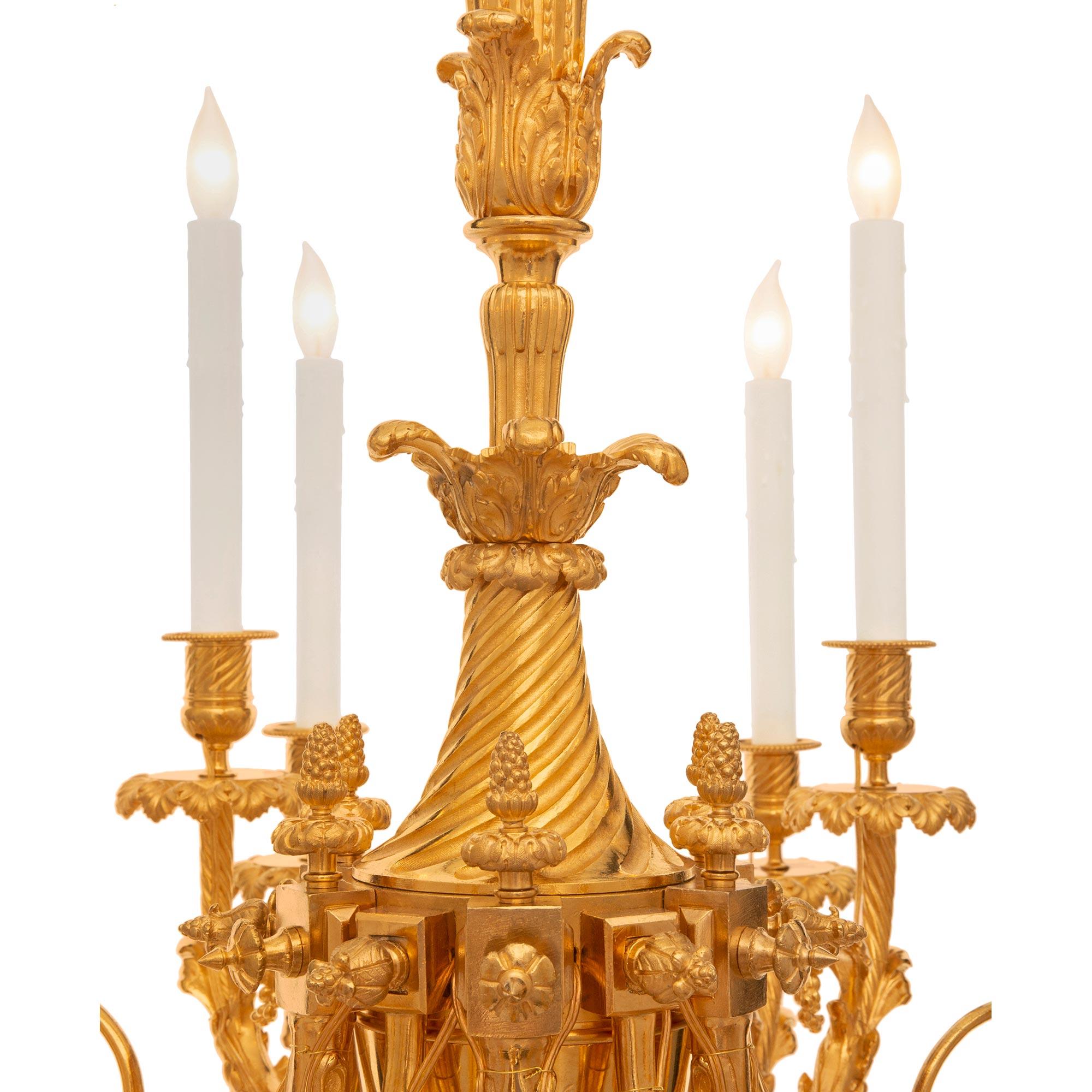 19th Century A French 19th century Louis XVI st. ormolu chandelier For Sale