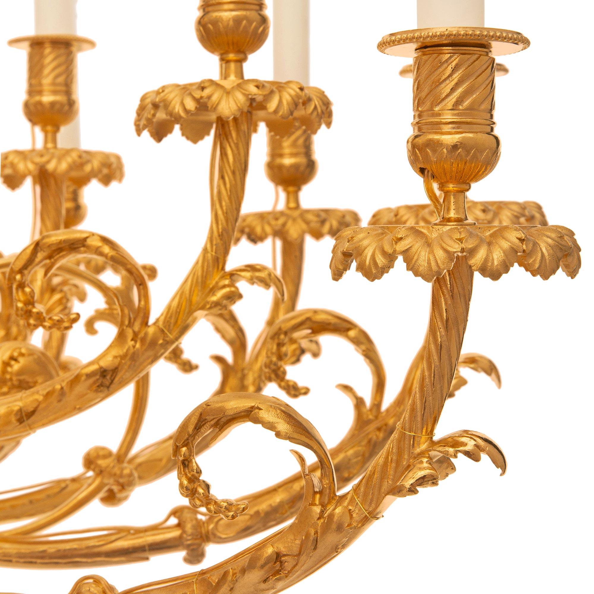 Ormolu A French 19th century Louis XVI st. ormolu chandelier For Sale