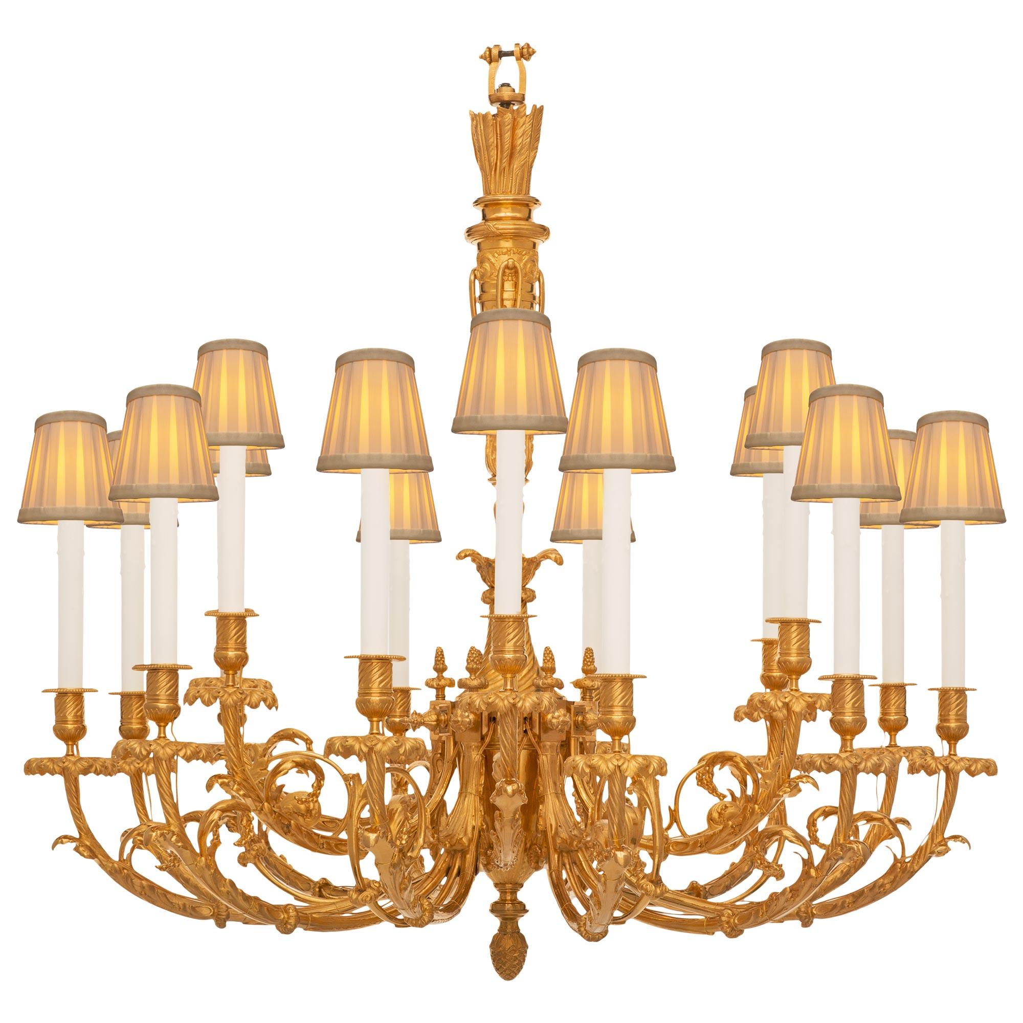 A French 19th century Louis XVI st. ormolu chandelier For Sale