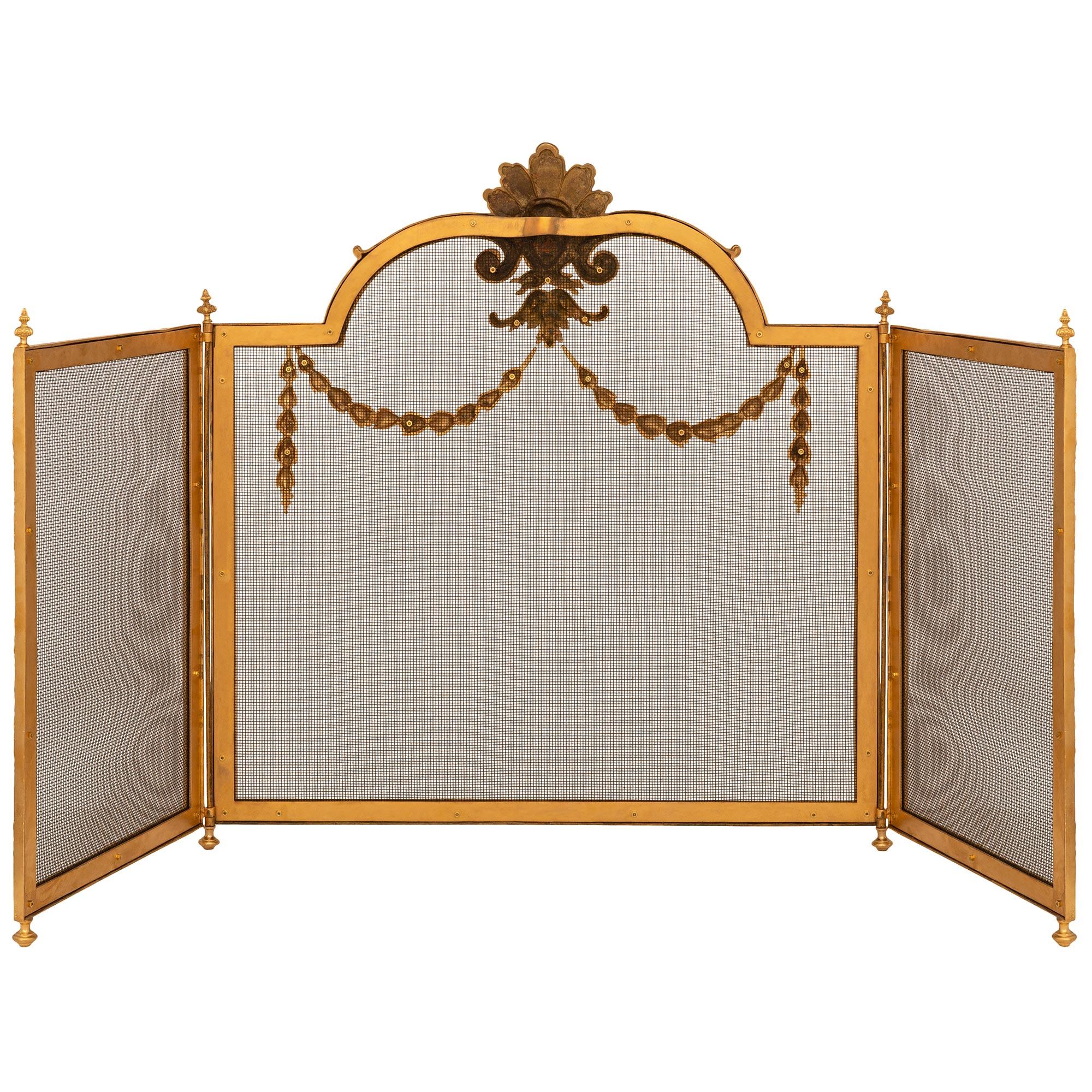 A French 19th century Louis XVI st. Ormolu fire screen For Sale 6