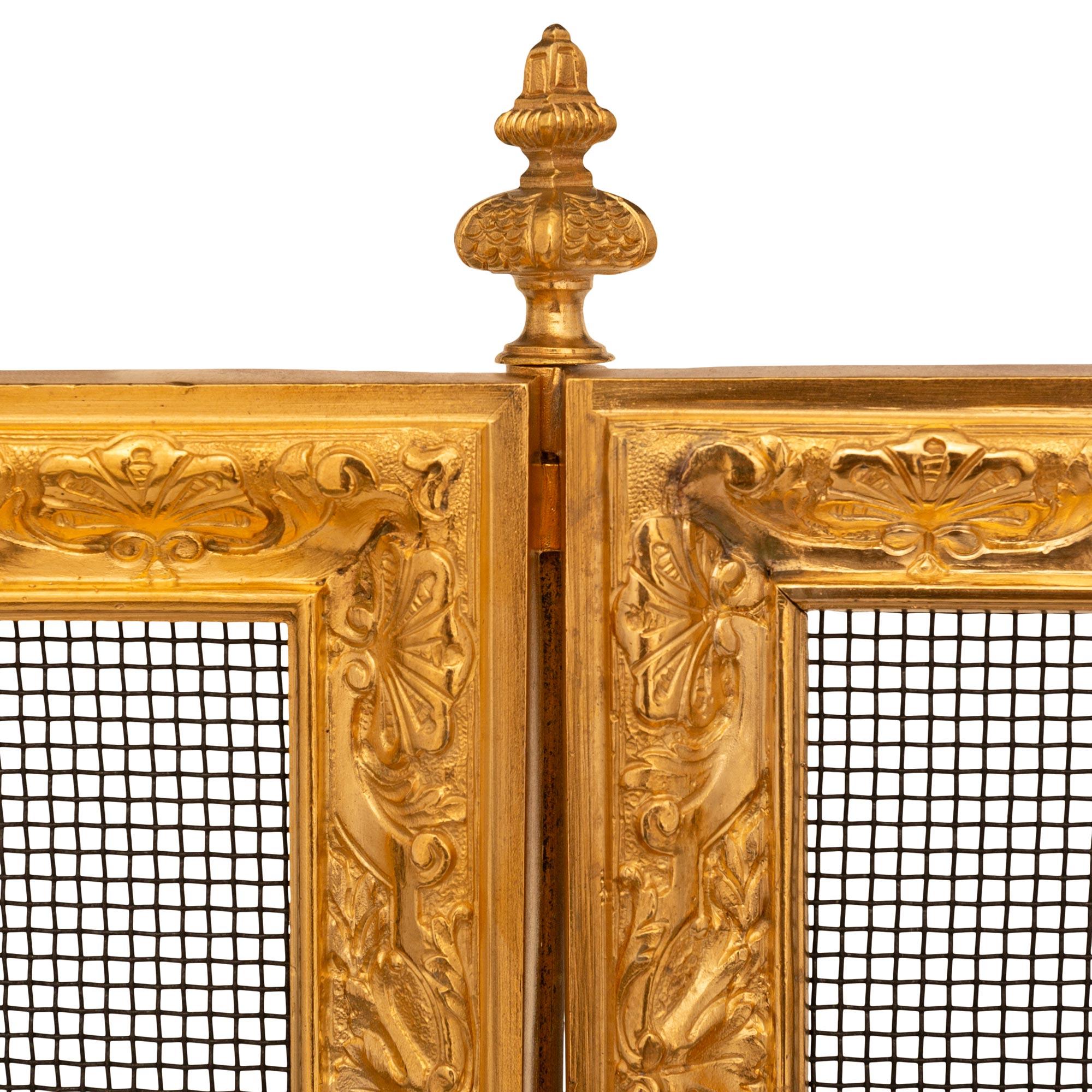 A French 19th century Louis XVI st. Ormolu fire screen For Sale 2