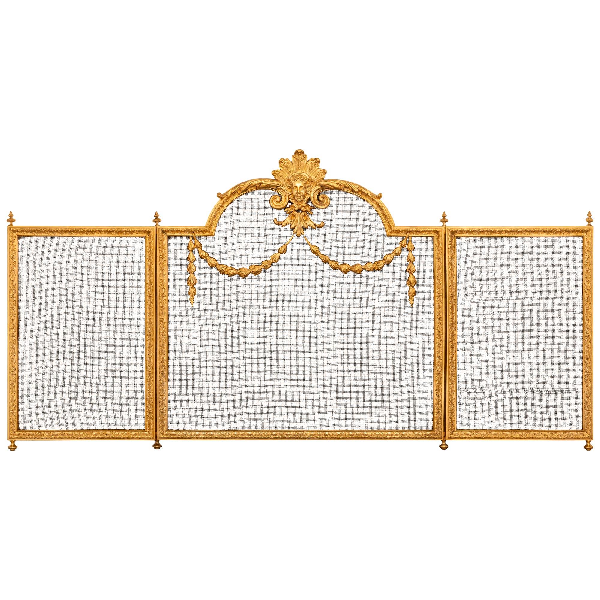 A French 19th century Louis XVI st. Ormolu fire screen For Sale 5