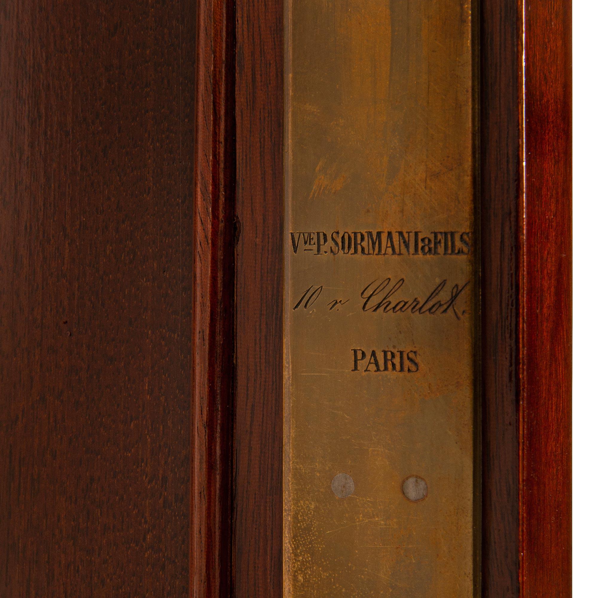 A French 19th century Louis XVI st. Ormolu Mahogany Rosso Levanto marble cabinet For Sale 7