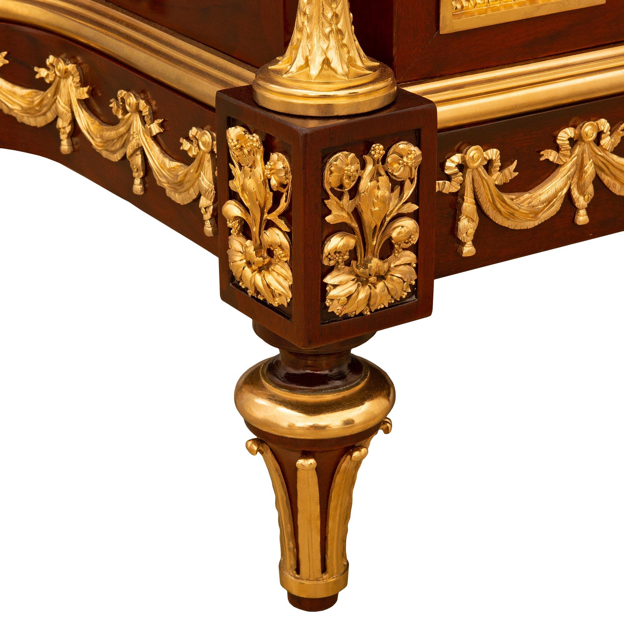 A French 19th century Louis XVI st. Ormolu Mahogany Rosso Levanto marble cabinet For Sale 8