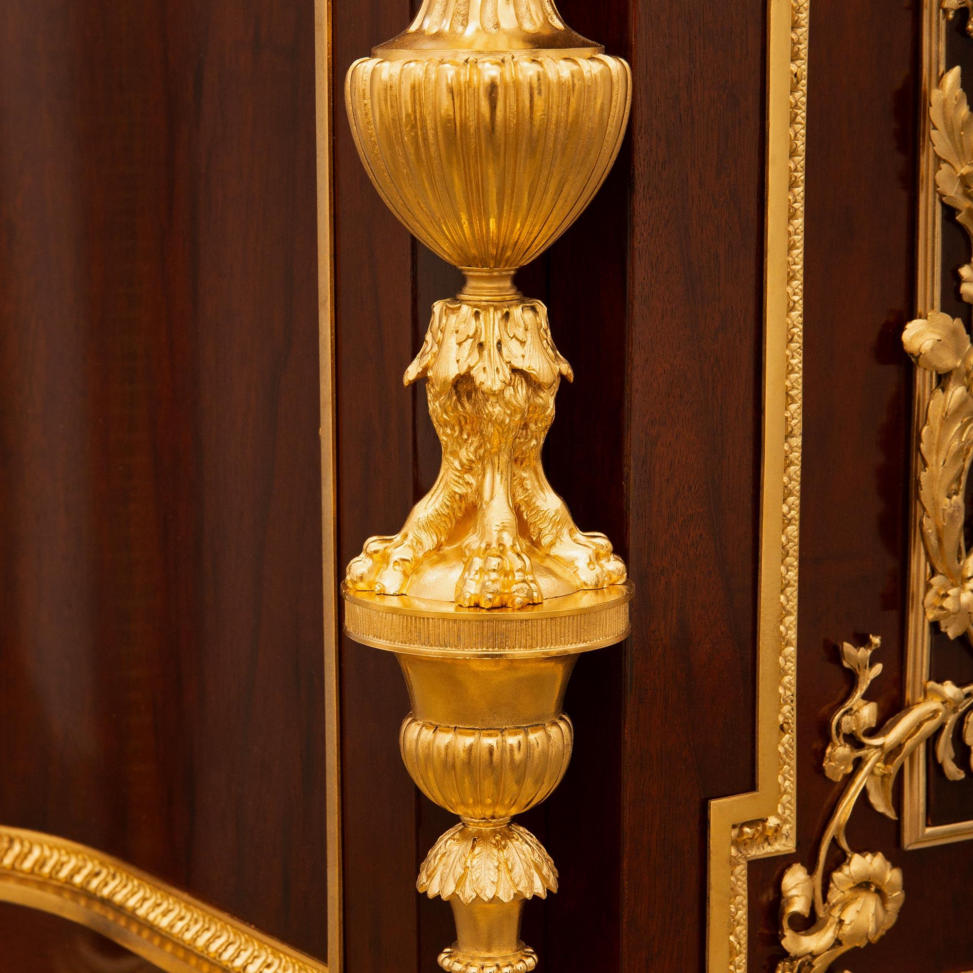 A French 19th century Louis XVI st. Ormolu Mahogany Rosso Levanto marble cabinet For Sale 5